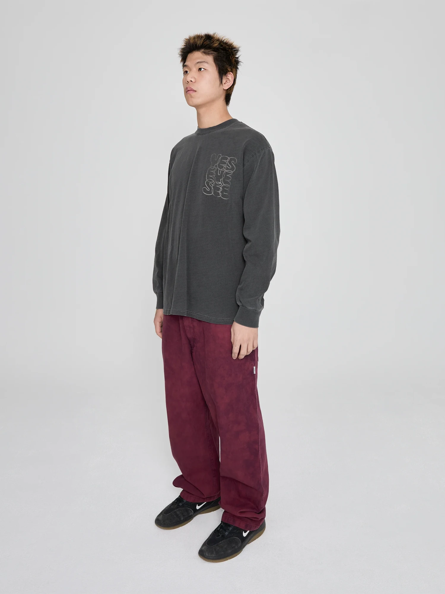 Лонгслив YESEYESEE C-Logo Pigment L/S Charcoal