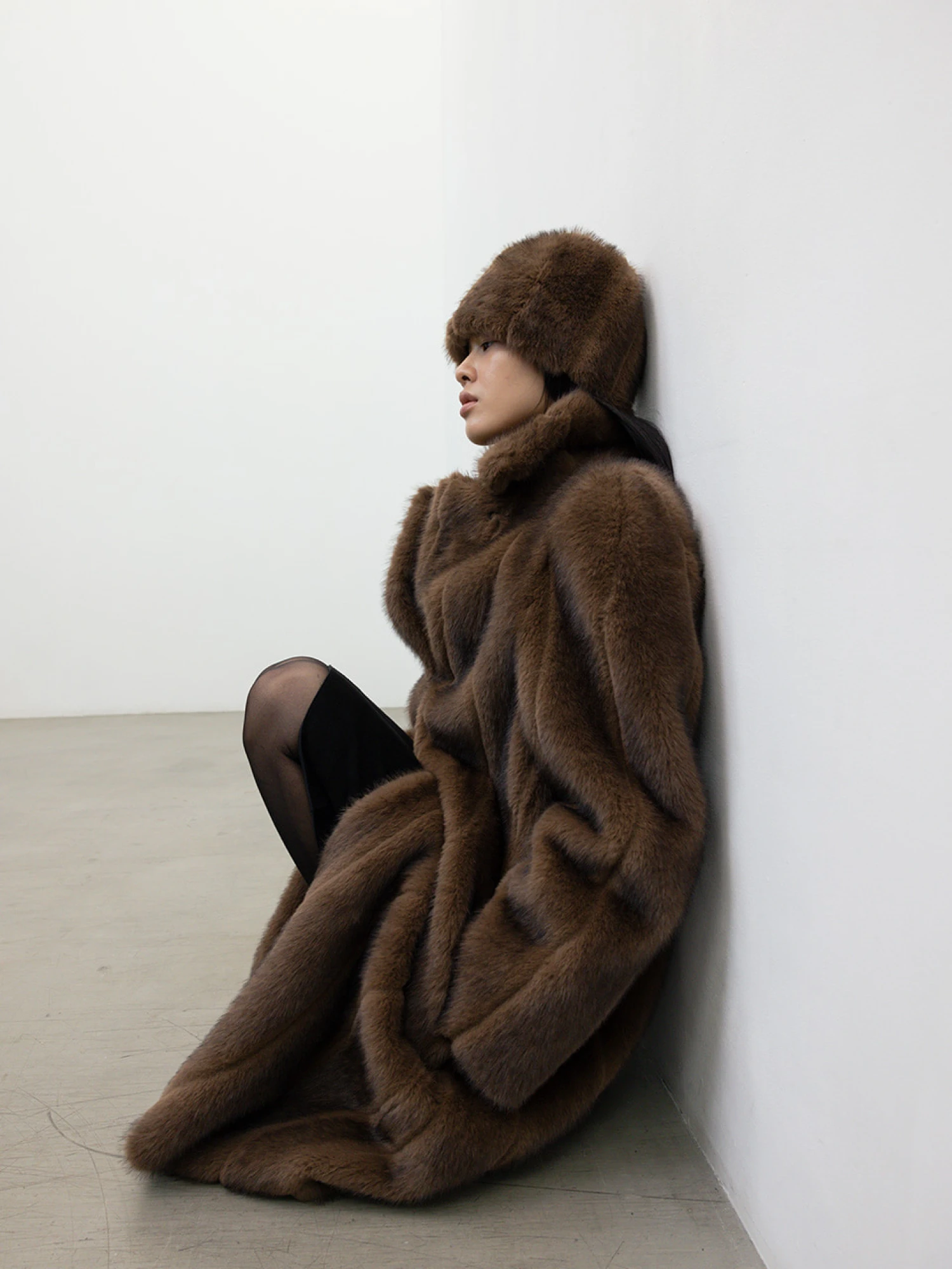 Шапка LE17SEPTEMBRE Mahogany Faux Fur Brown