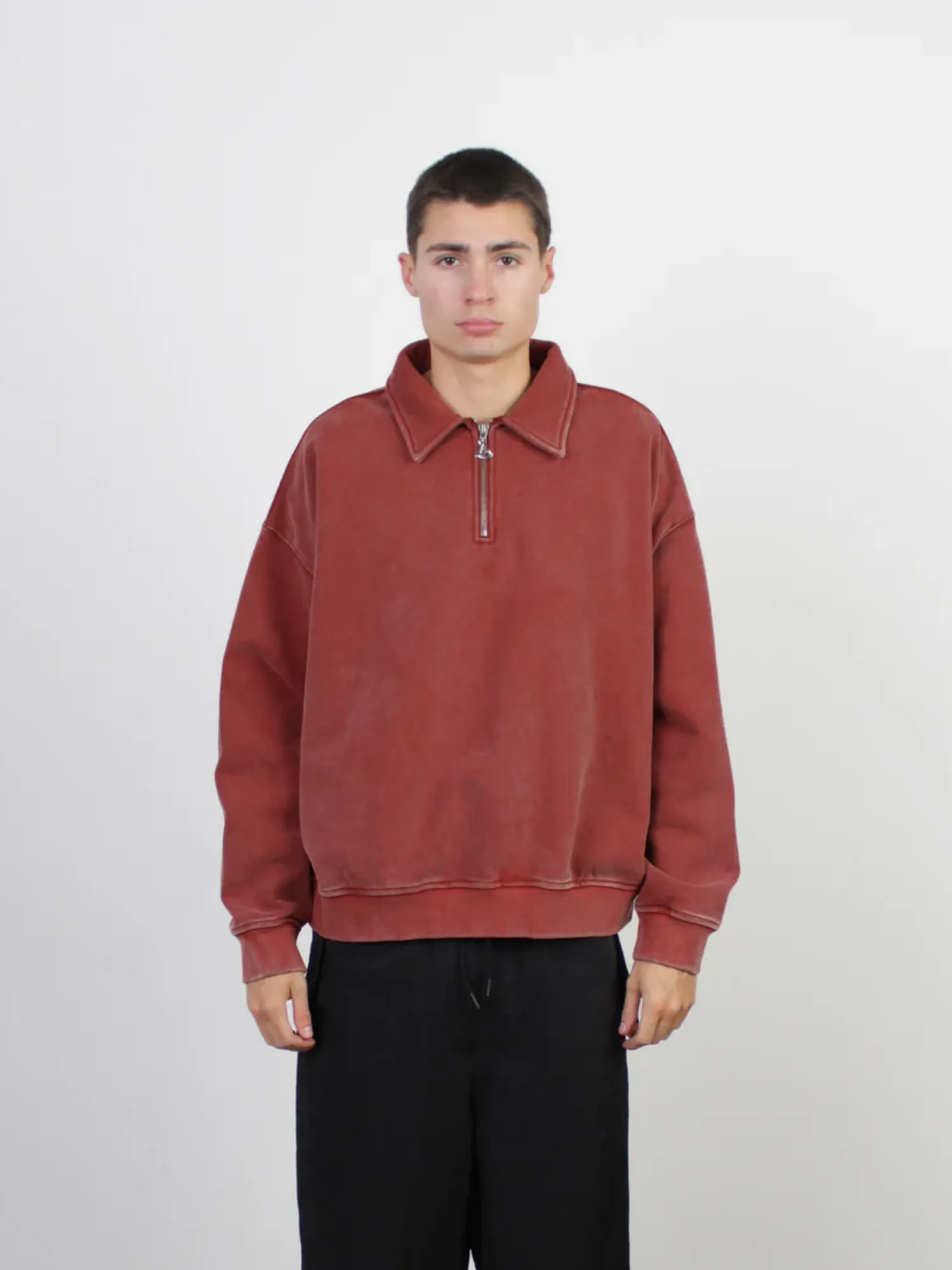 Халф-зип lorenz Checkmate Pullover Washed Red