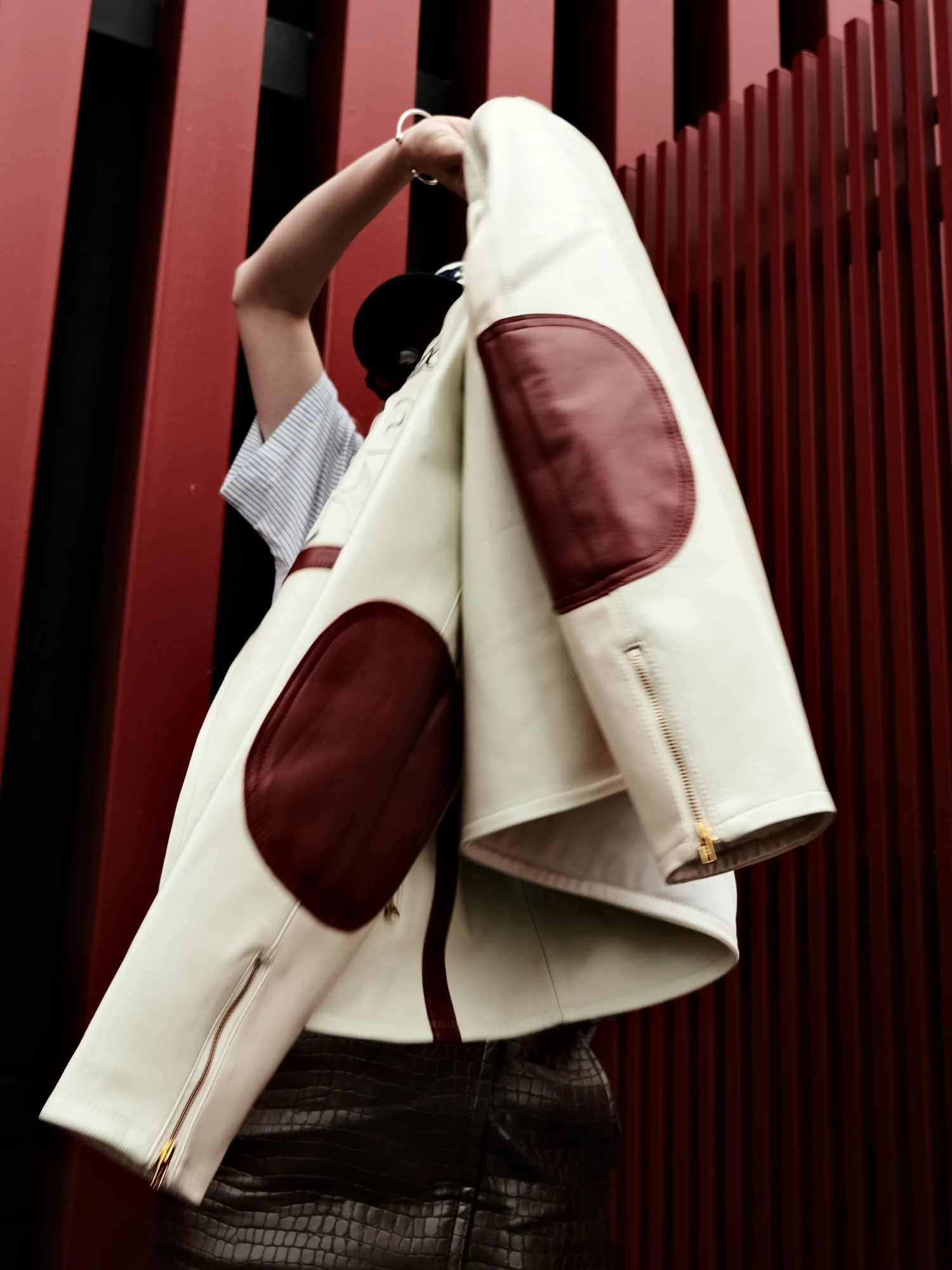 Кожаная куртка KidSuper Paint Palette Moto Jacket Cream