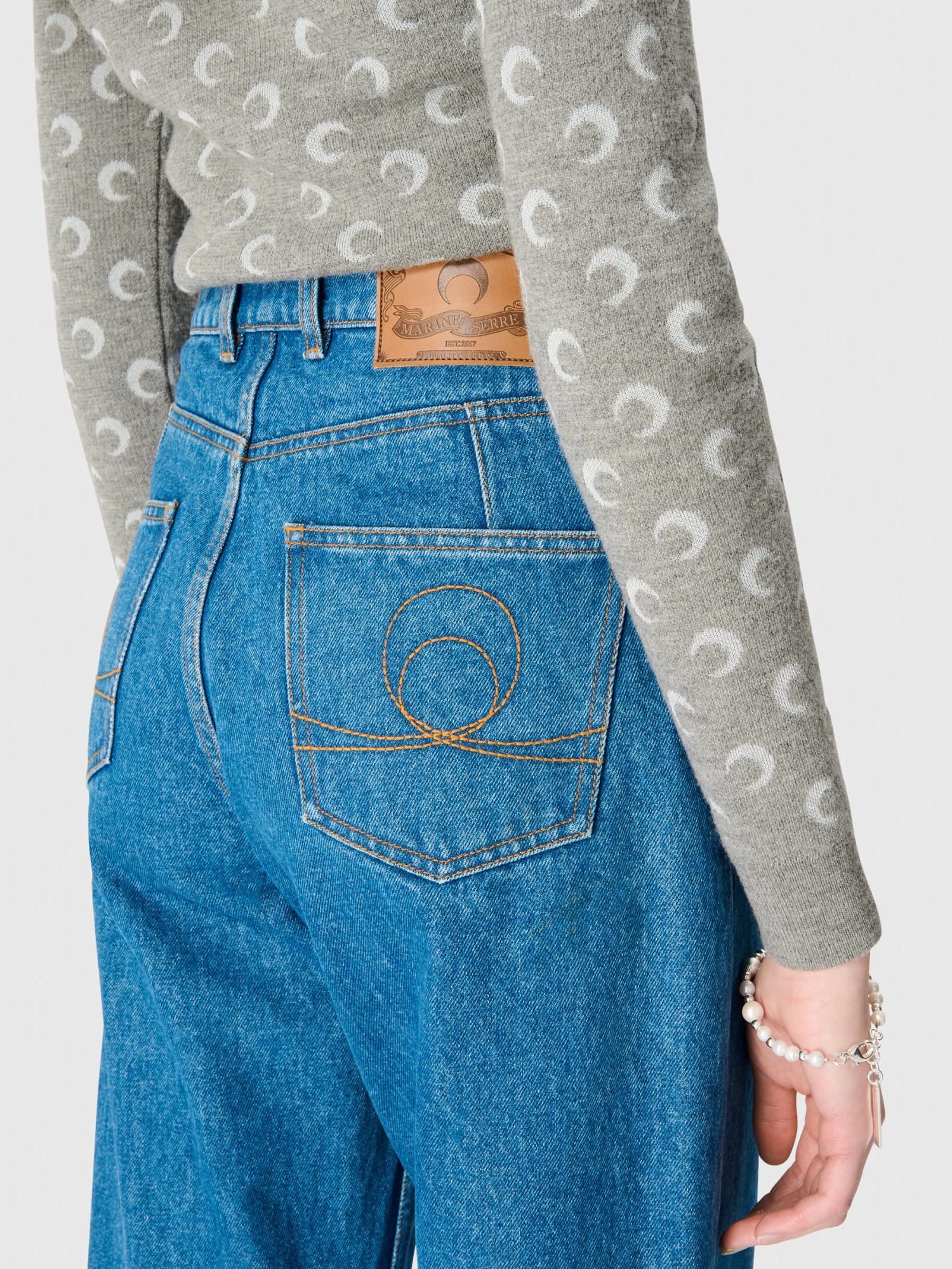 Женские джинсы Marine Serre Moon Laser High-Waist Flare Wash Light Blue