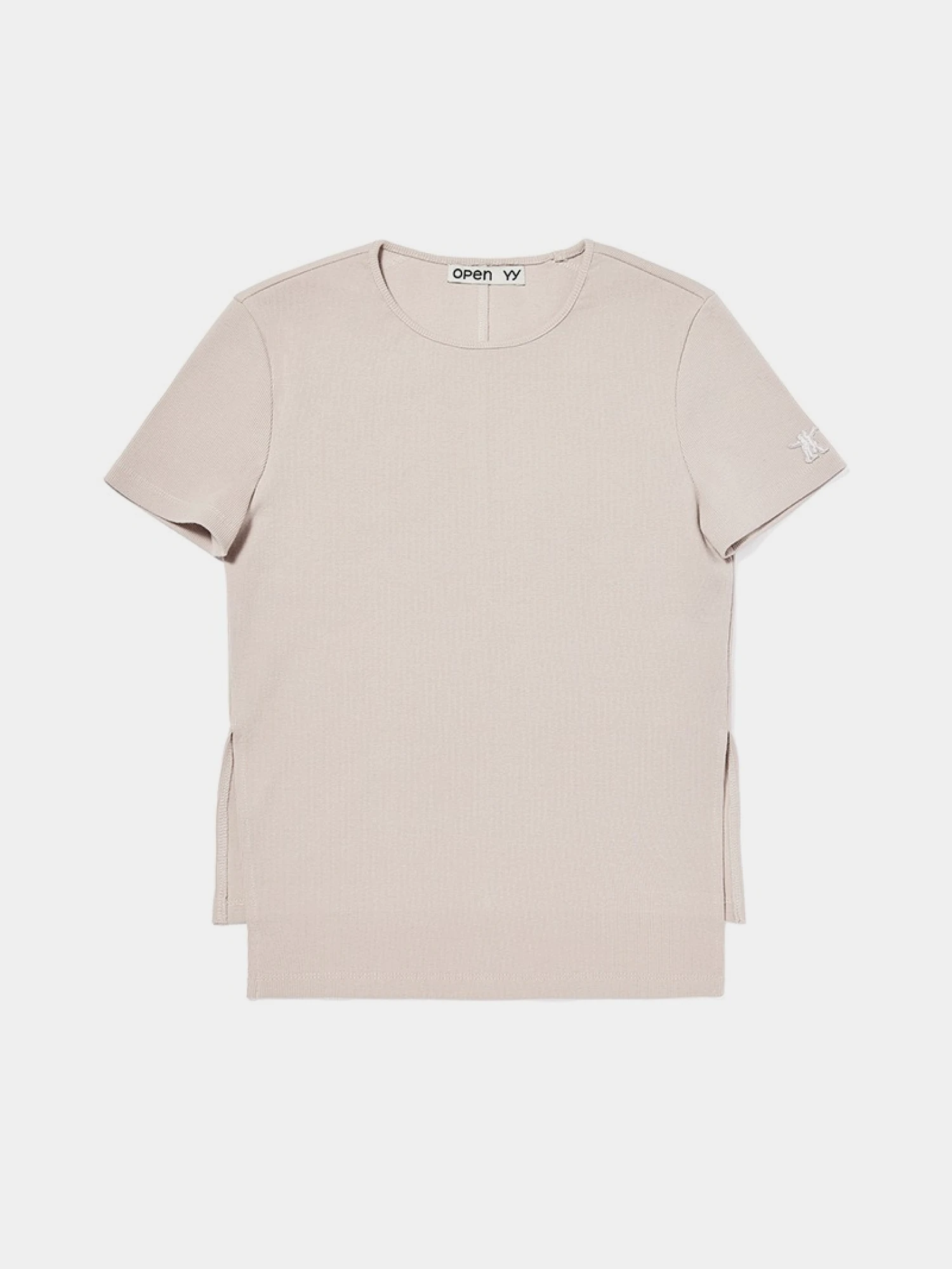 Женская Футболка OPEN YY Ribbed Side Slit Top Grey