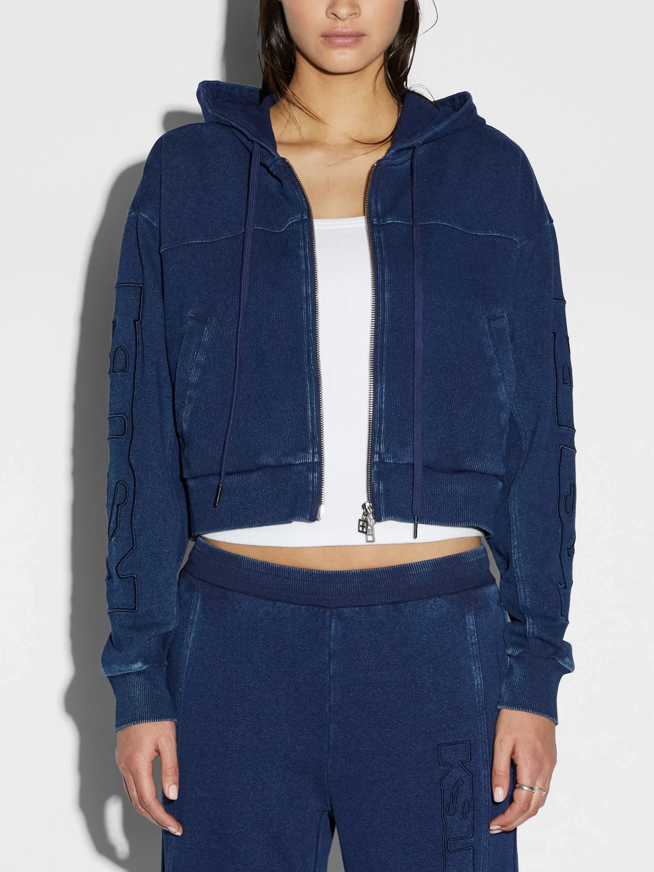 Женский зип-худи Ksubi Origin Crop Indigo Splced Blue