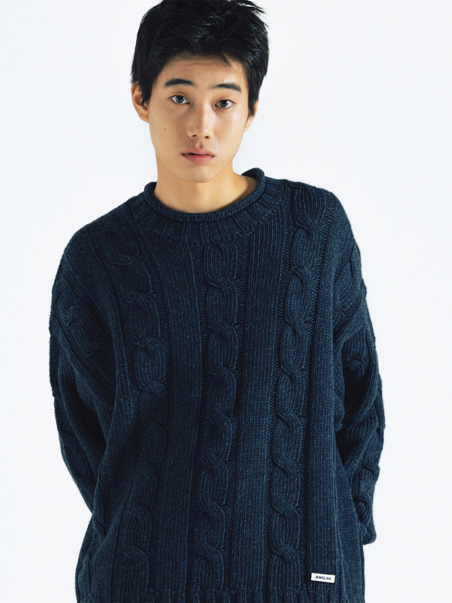 Свитер ANGLAN Wool Blend Oversized Cable Navy