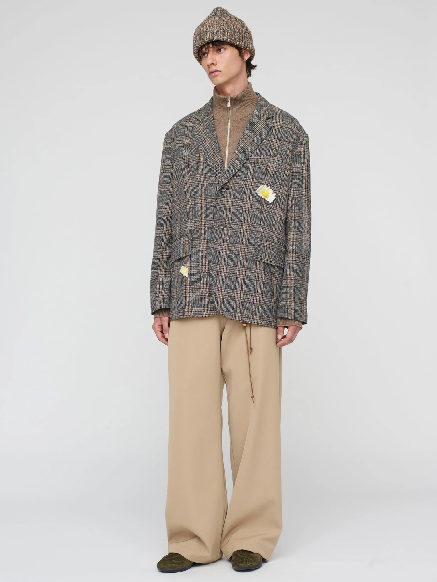 Блейзер Song for the Mute "Flower" Square Melange Twill Check Indigo
