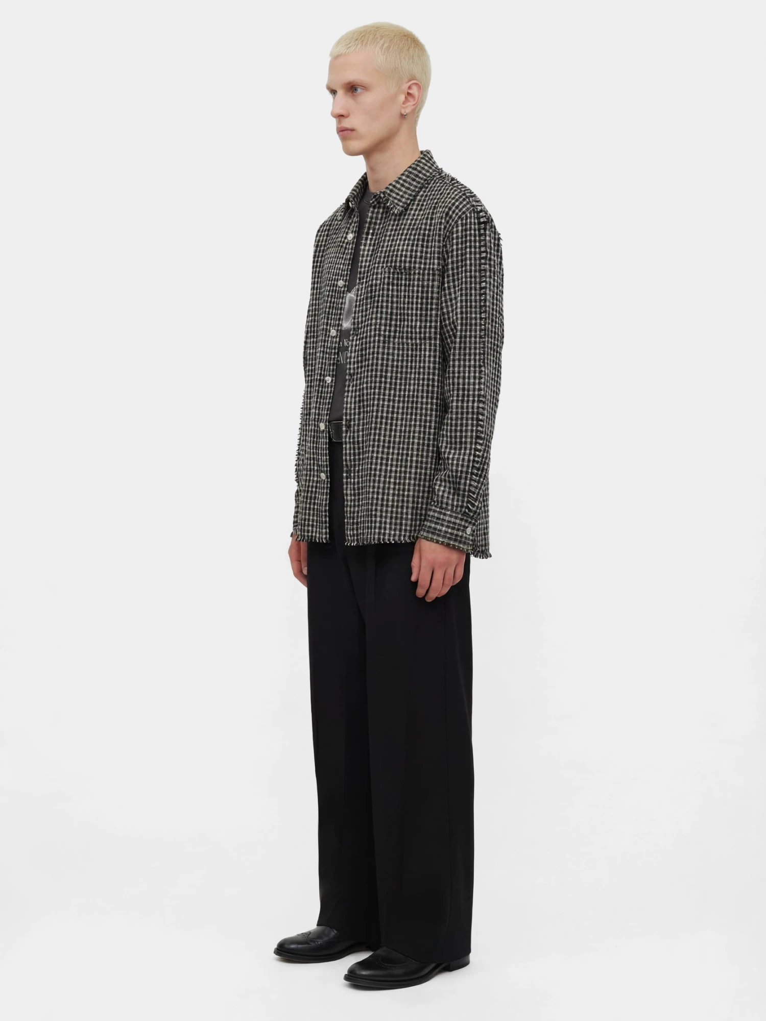 Рубашка lorenz Checked Fringe Black