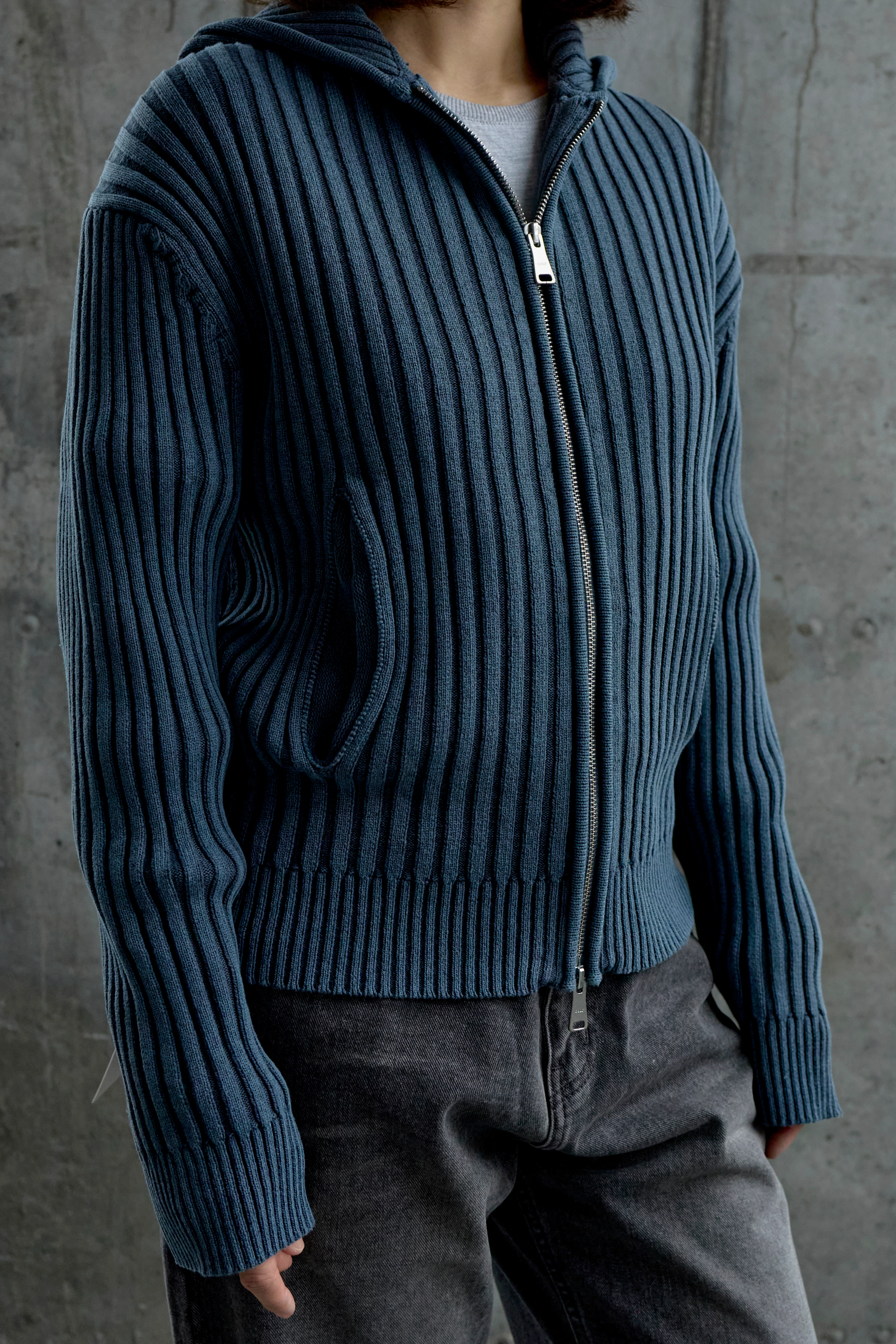 Кардиган COOR Piece Dyed Rib Knit Teal Blue