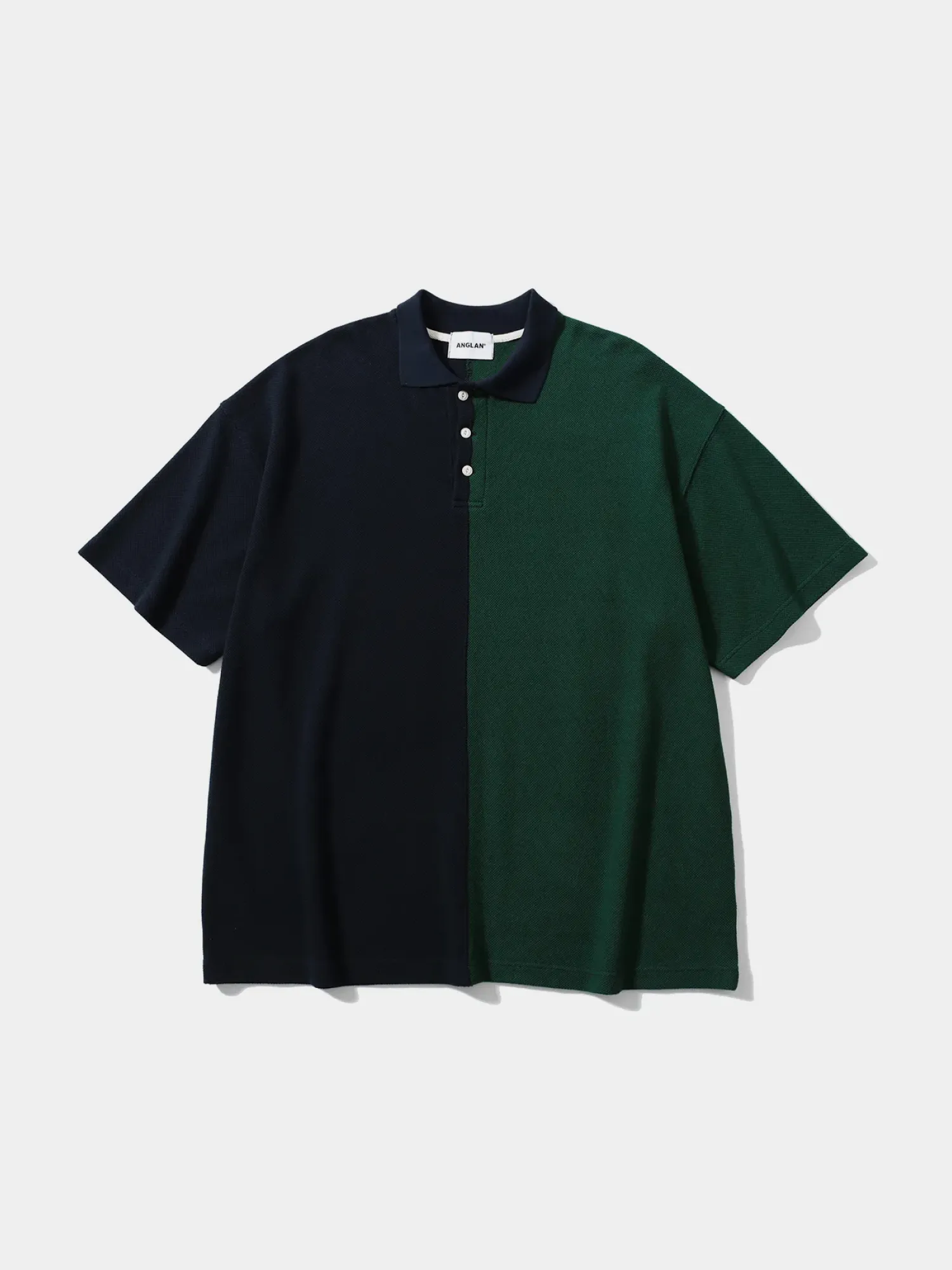 Поло ANGLAN Two Face Pique Polo Shirt Navy & Green