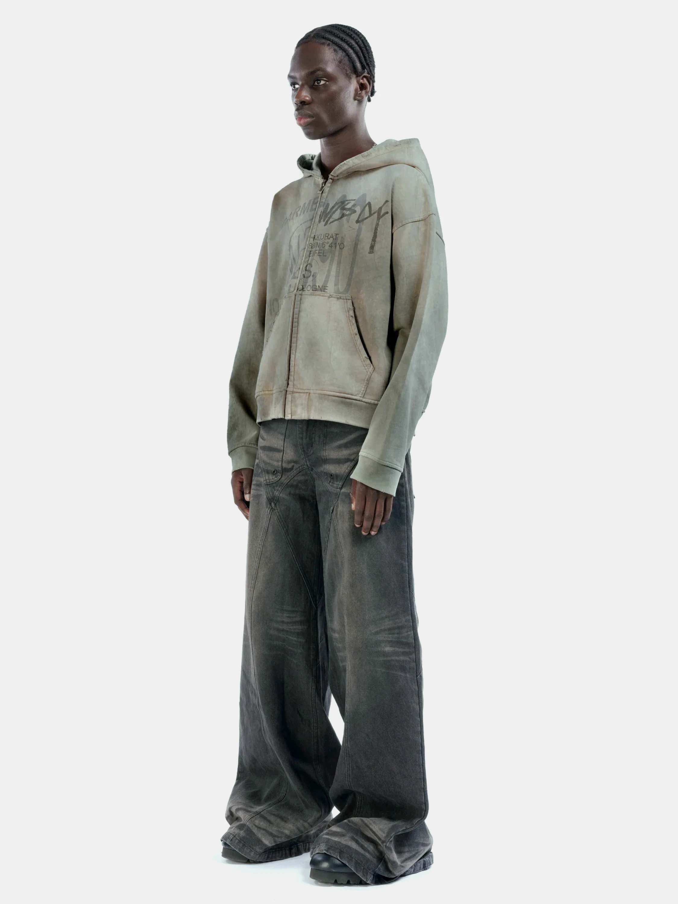 Зип-худи NO/FAITH STUDIOS Split Zip Jacket Green