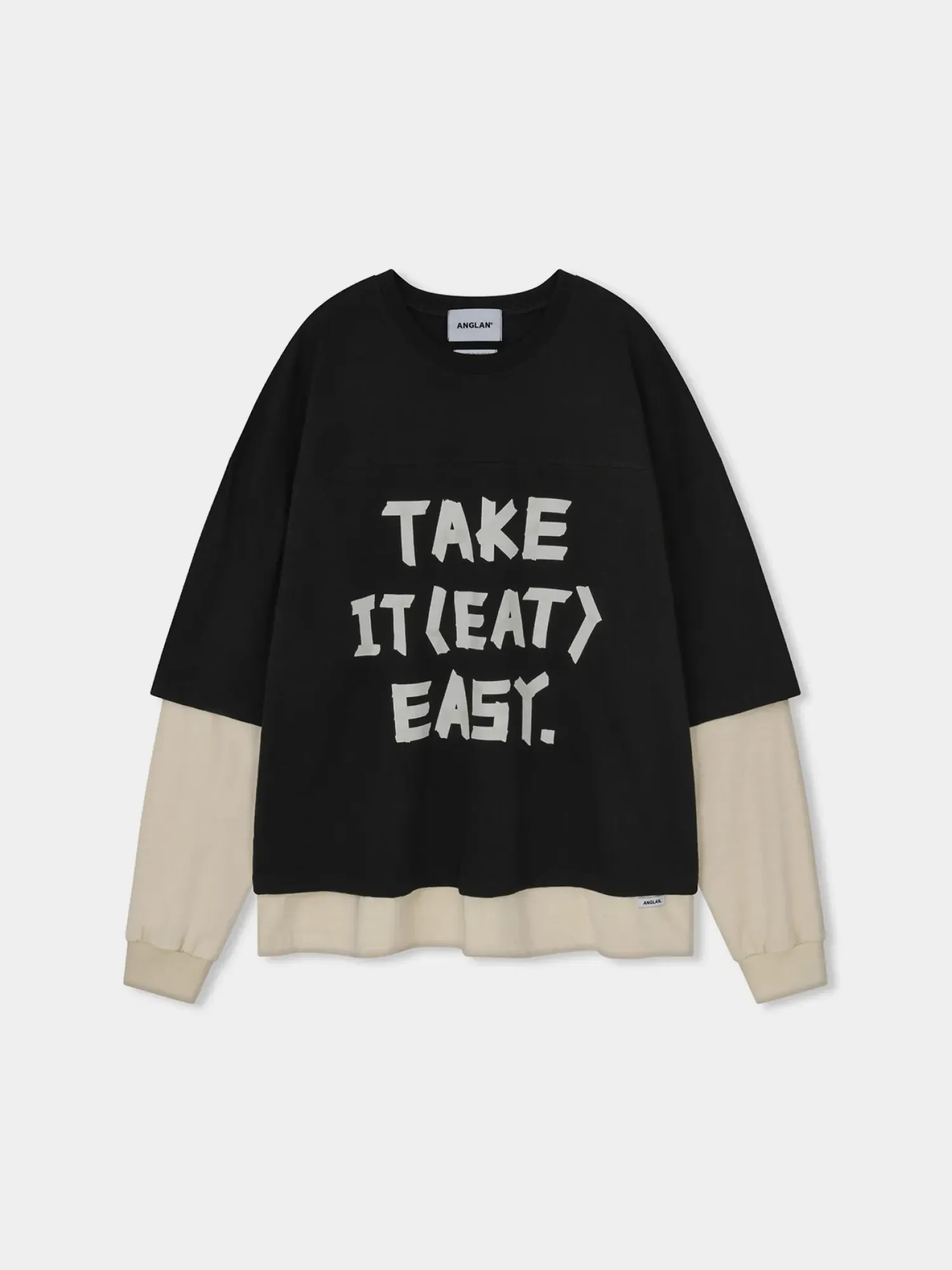Лонгслив ANGLAN Slogan Layered Black