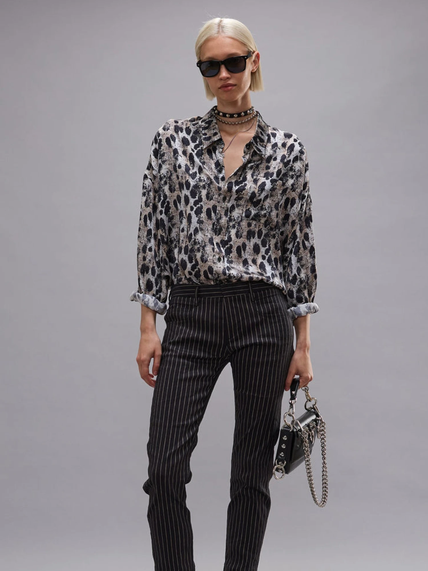 Женская рубашка R13 Drop Neck Leopard