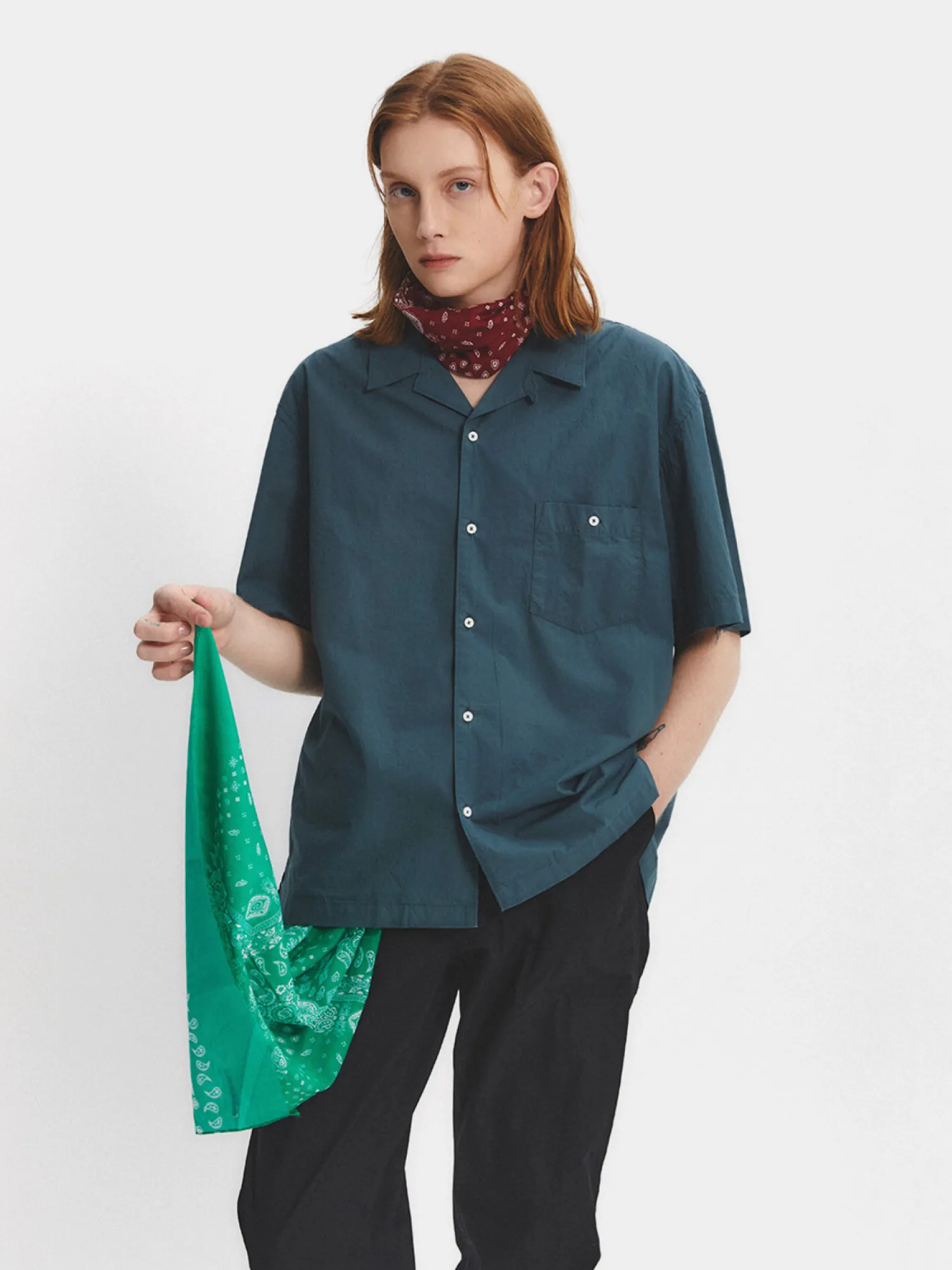 Рубашка EASTLOGUE PERMANENT Relax Half Blue Green
