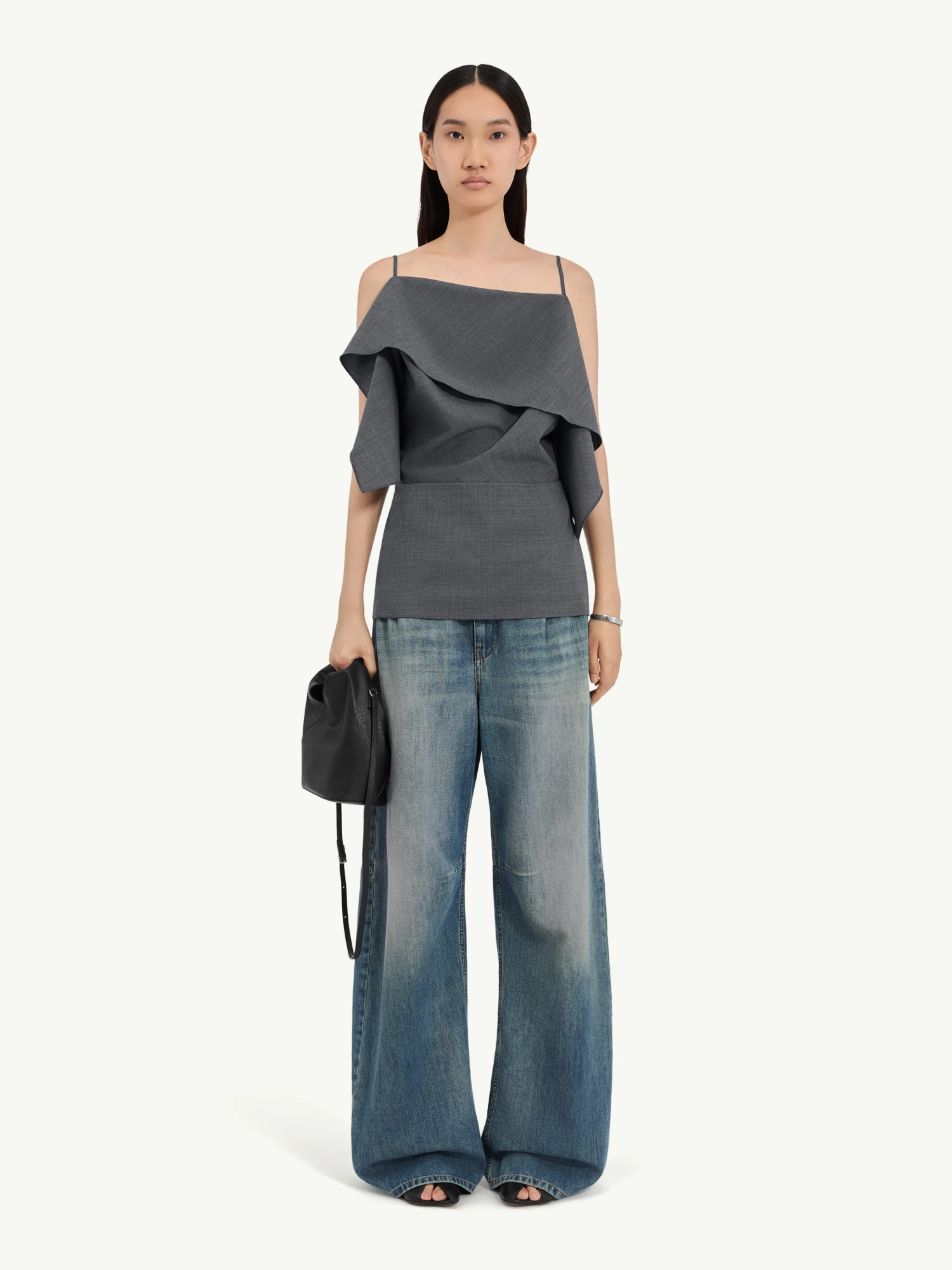 Женский топ MM6 Maison Margiela Folded Wool Blend Grey