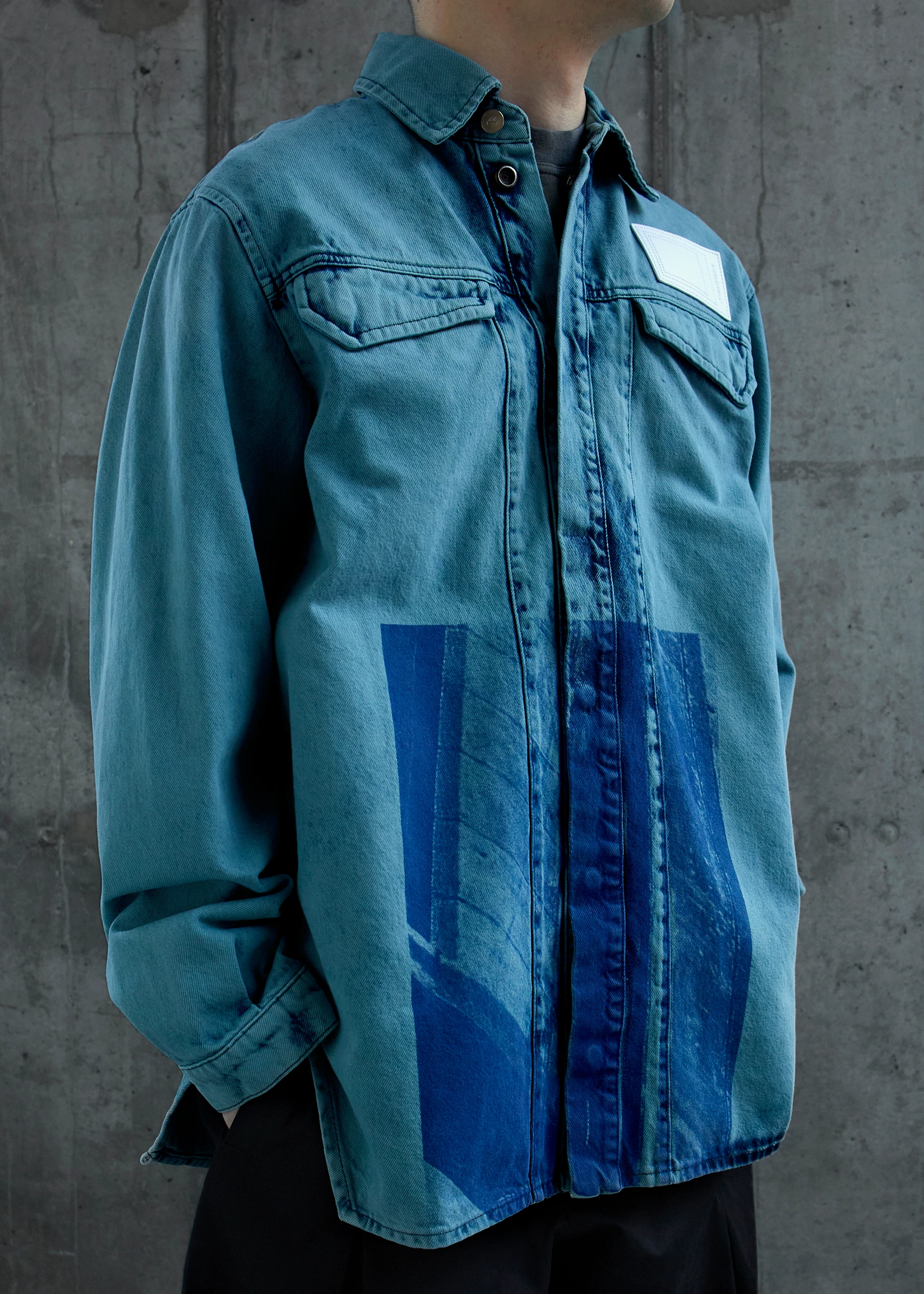 Рубашка A-COLD-WALL* Bleached Overdyed Faded Teal