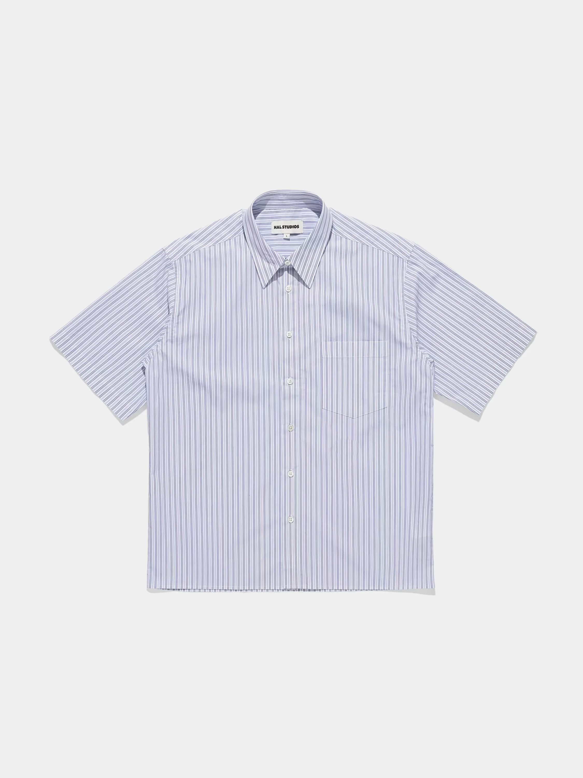 Рубашка HAL STUDIOS Striped S/S Overshirt White Navy