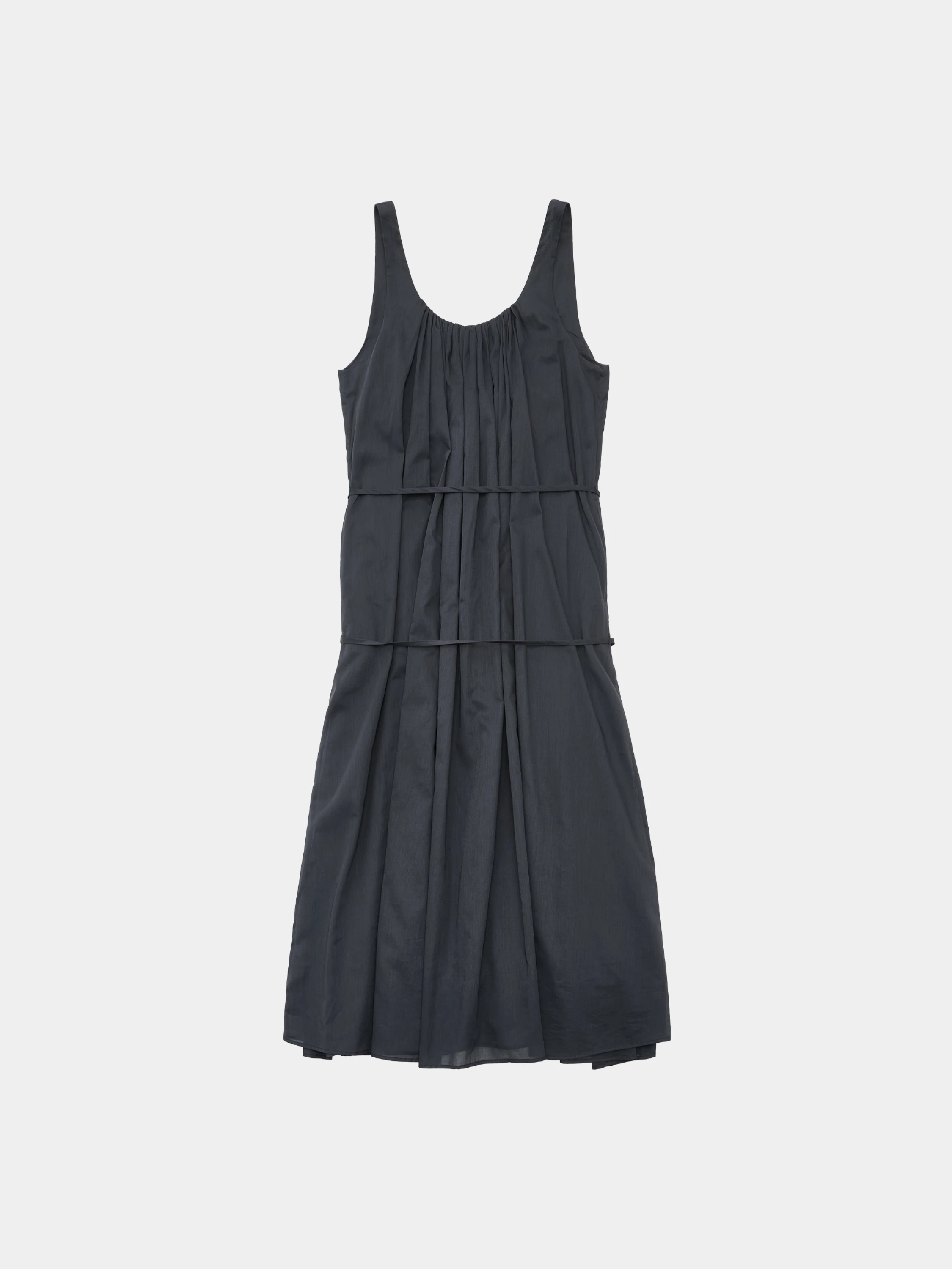 Женское платье AMOMENTO Neck Shirring Sheer Long Dress Navy