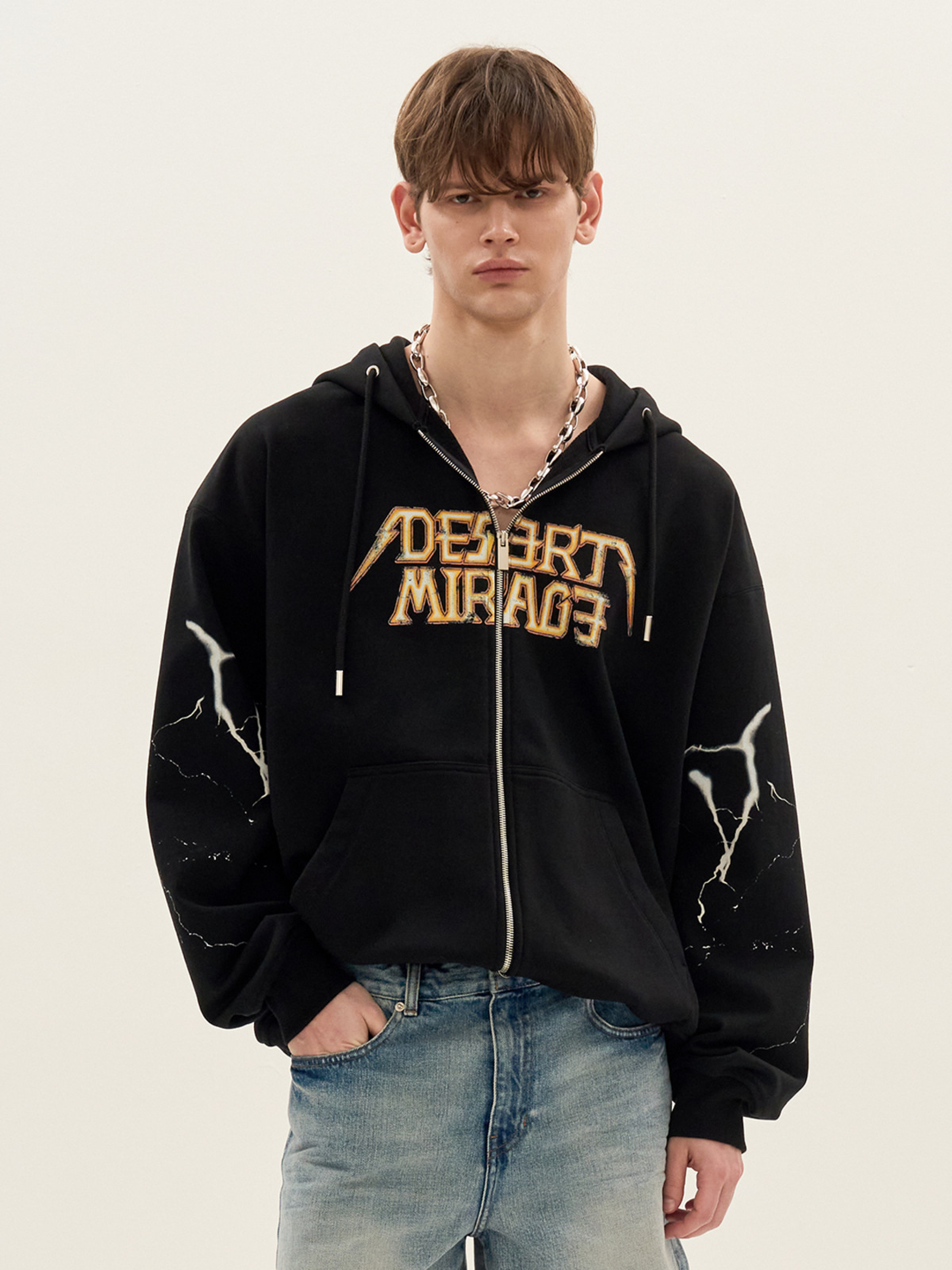Зип-худи System Printed Hood Black