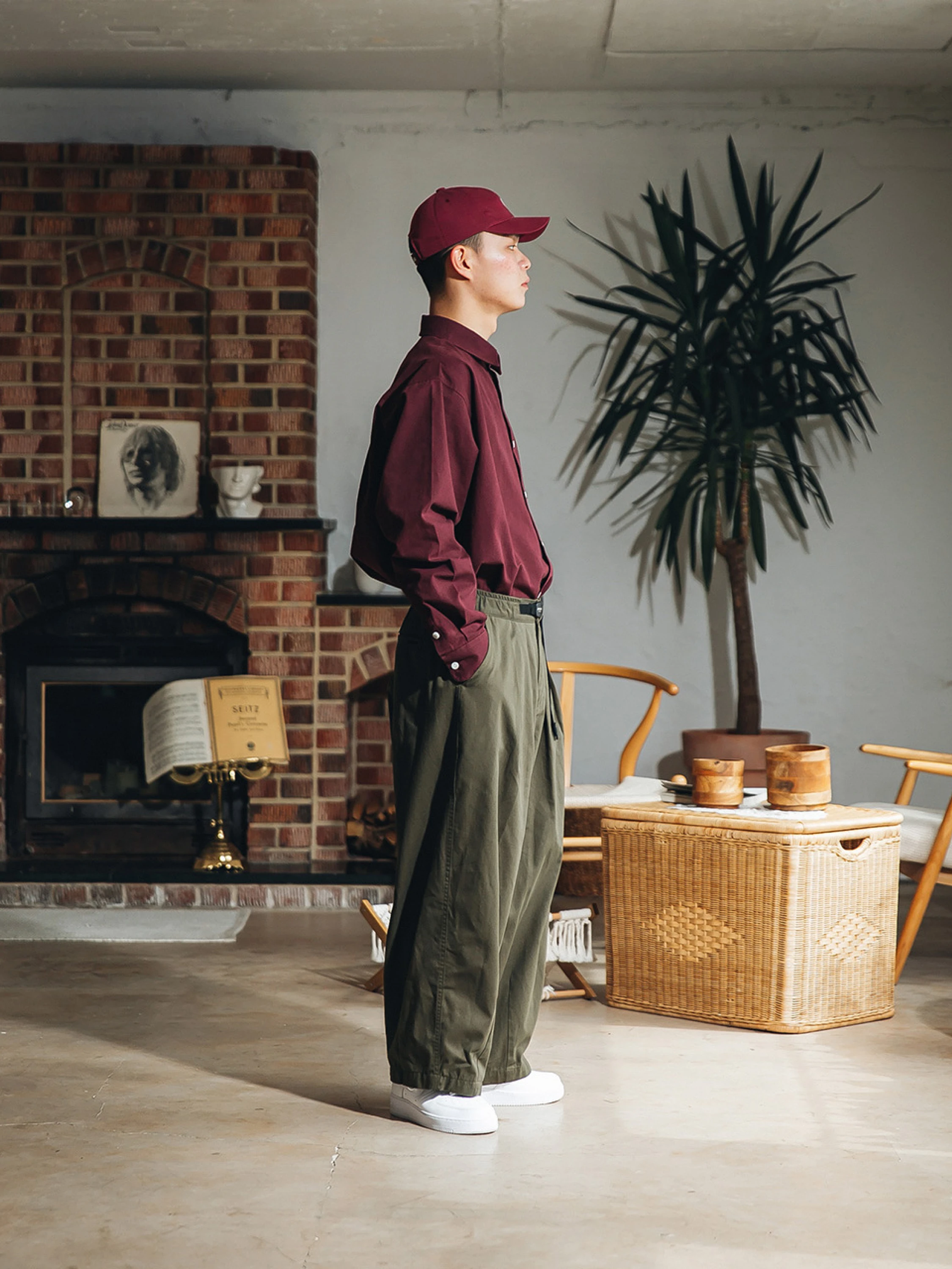 Брюки ANGLAN Twill Cotton Belt Balloon Pants Khaki