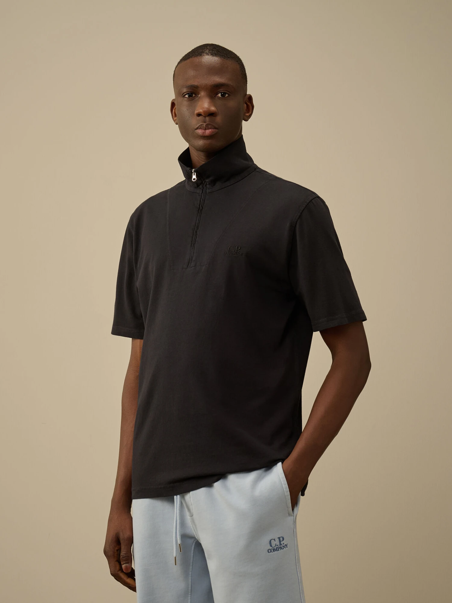 Поло C.P. Company 1020 Jersey Half Zip Total Eclipse Blue