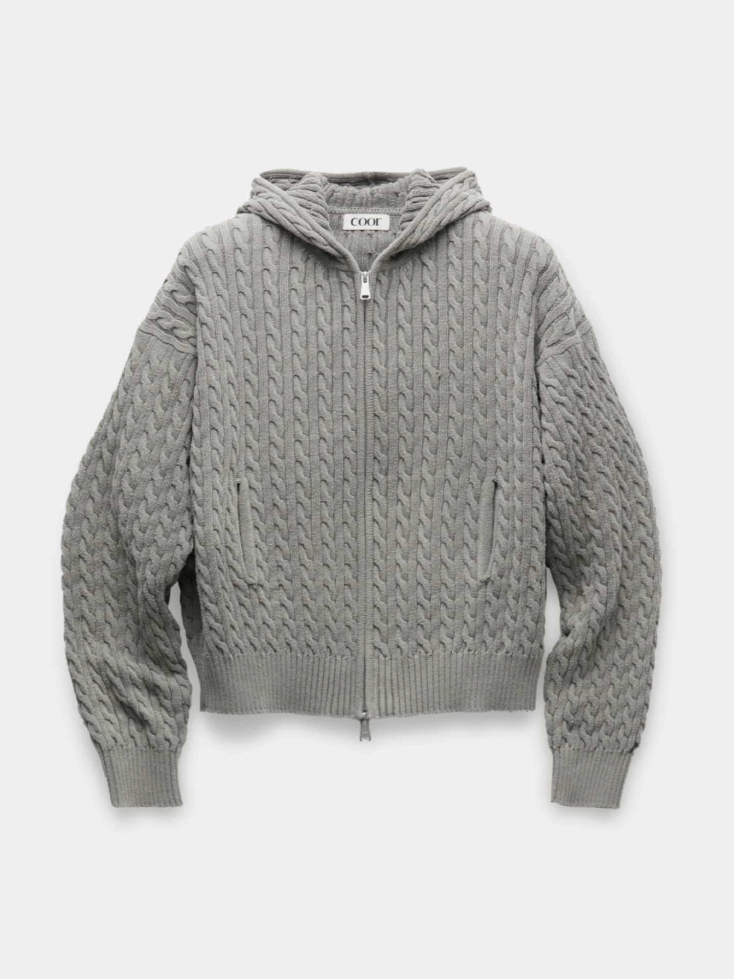 Зип-худи COOR Cotton Piece Dyed Cable Washed Grey