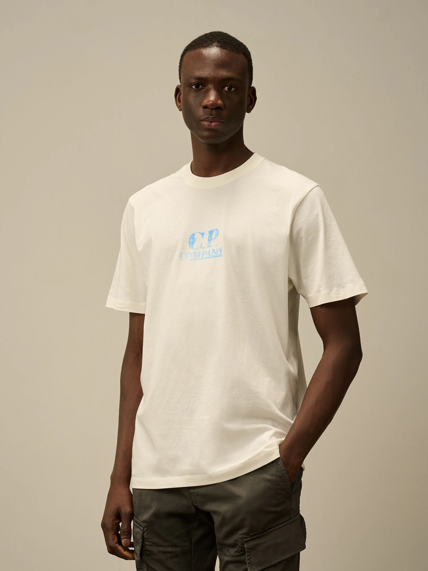 Футболка C.P. Company 30/1 Jersey Graphic Logo Gauze White