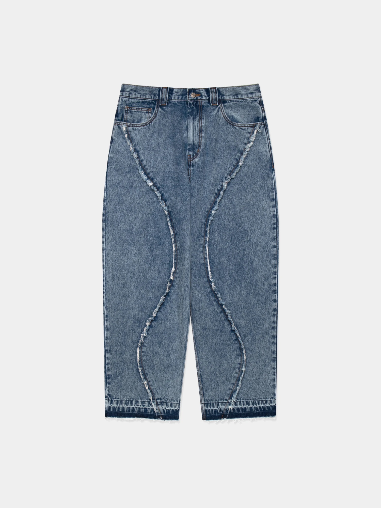 Джинсы LMC Curved Raw Edge Denim Wide Jean Blue