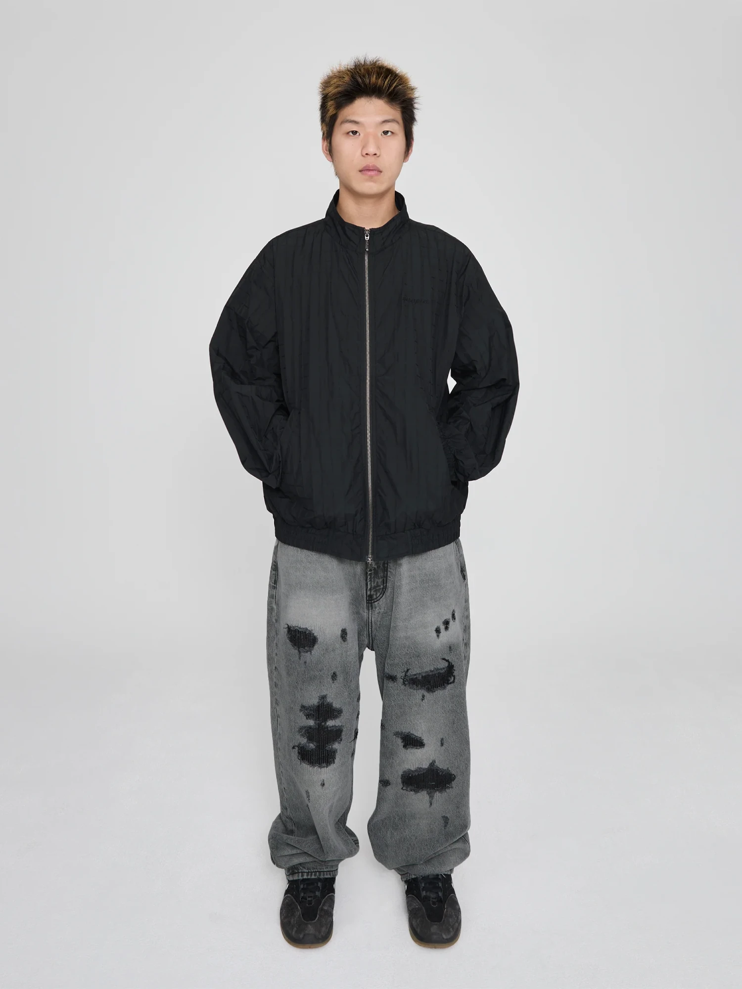 Ветровка YESEYESEE Windowpane Zip Blouson Black