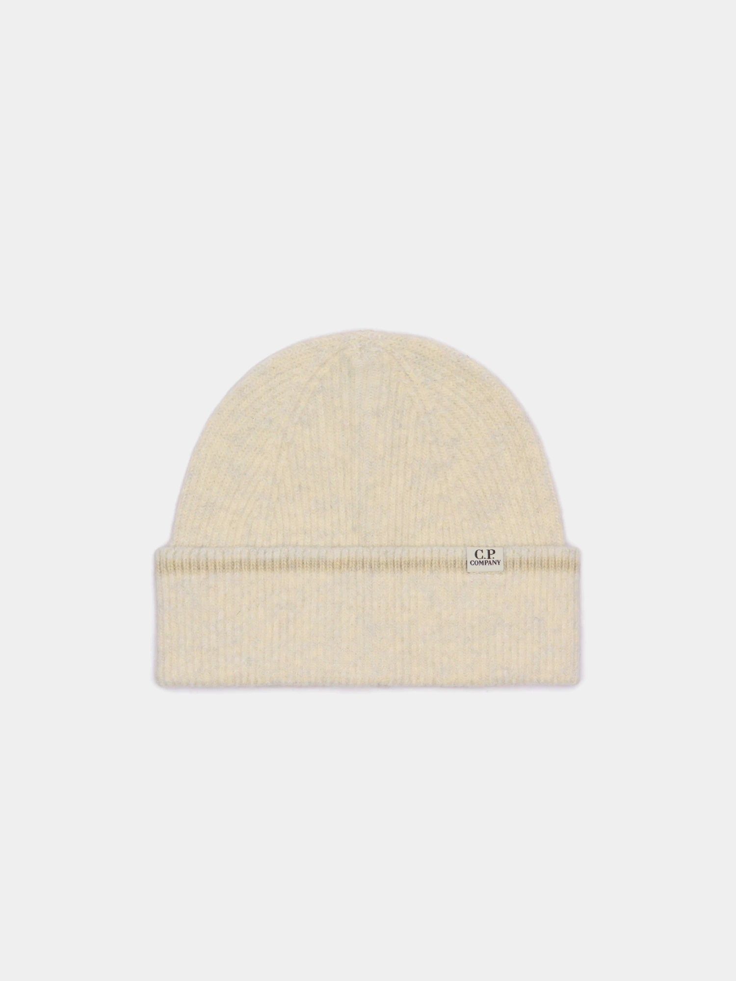 Шапка C.P. Company Logo Patch Vanise Lambswool White Melange