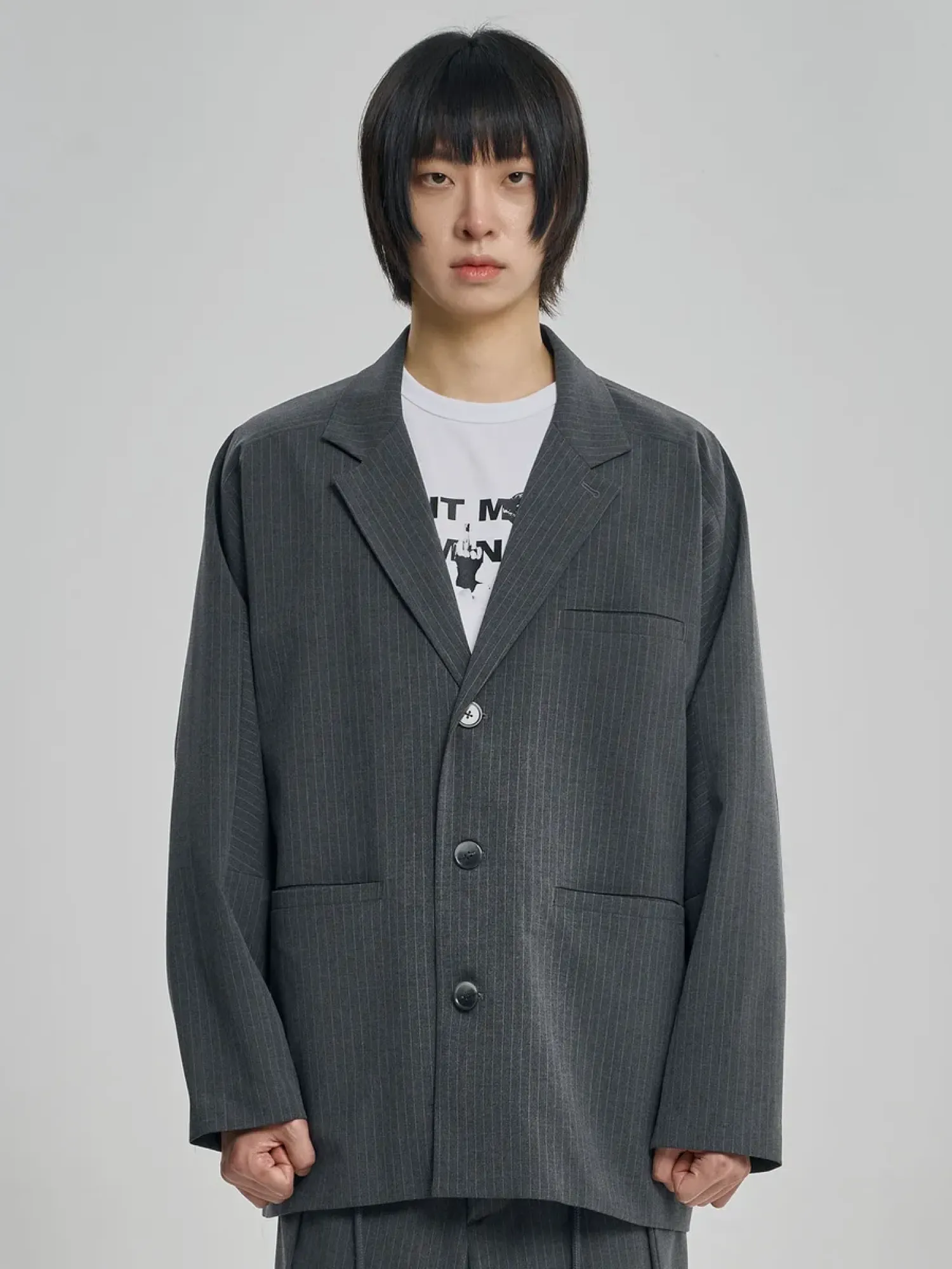 Блейзер AJOBYAJO Stripe Batwing Grey