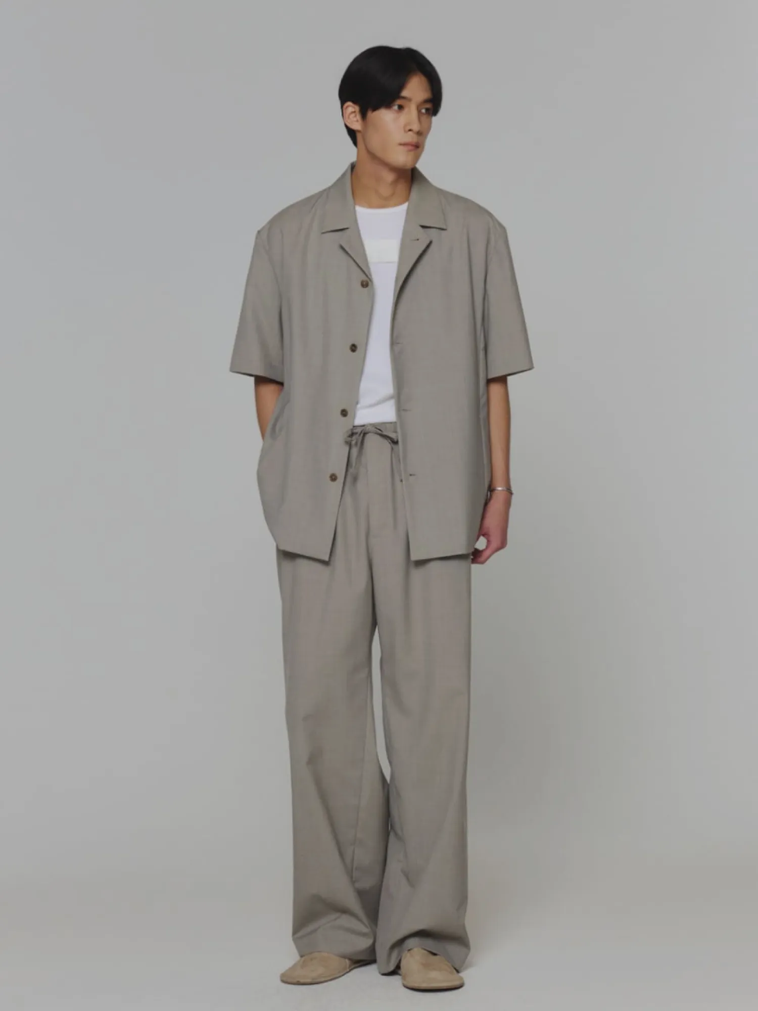 Рубашка AMOMENTO Wool Button Up Beige