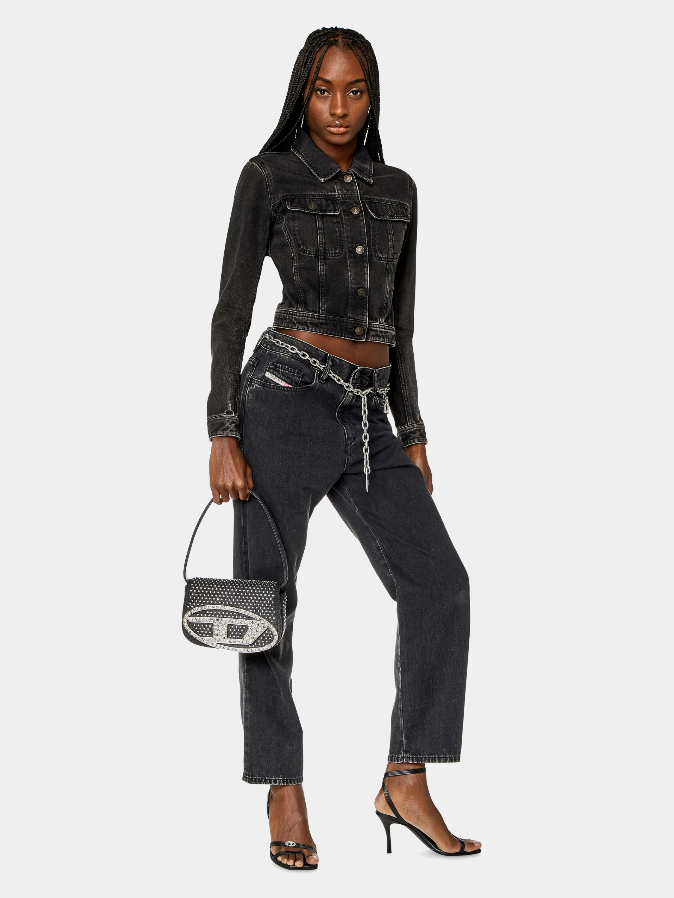 Cумка Diesel 1DR Shoulder Bag Denim Crystals Black
