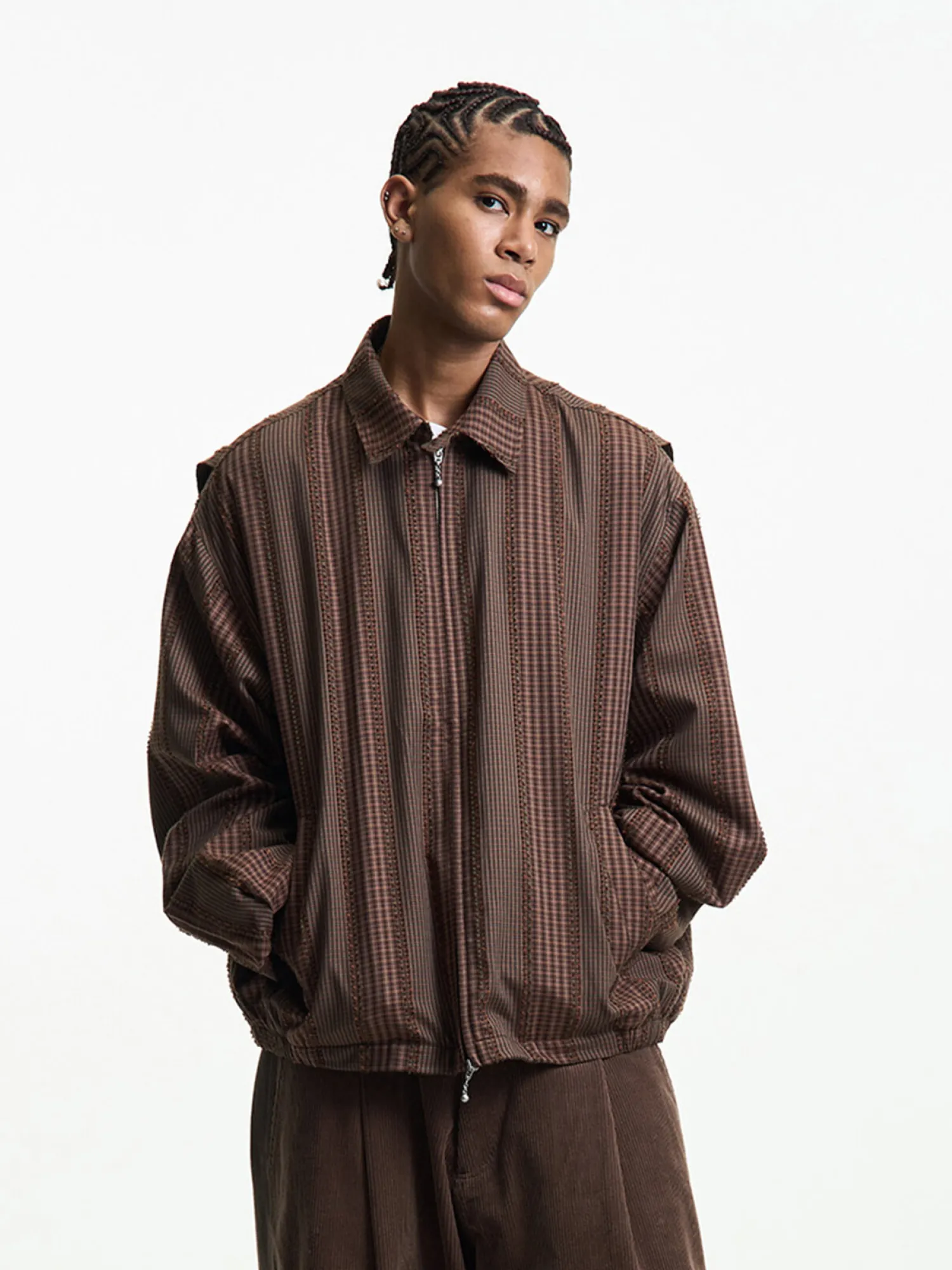 Овершот MERELY MADE Premium Banshu-Ori Fringe Check Brown