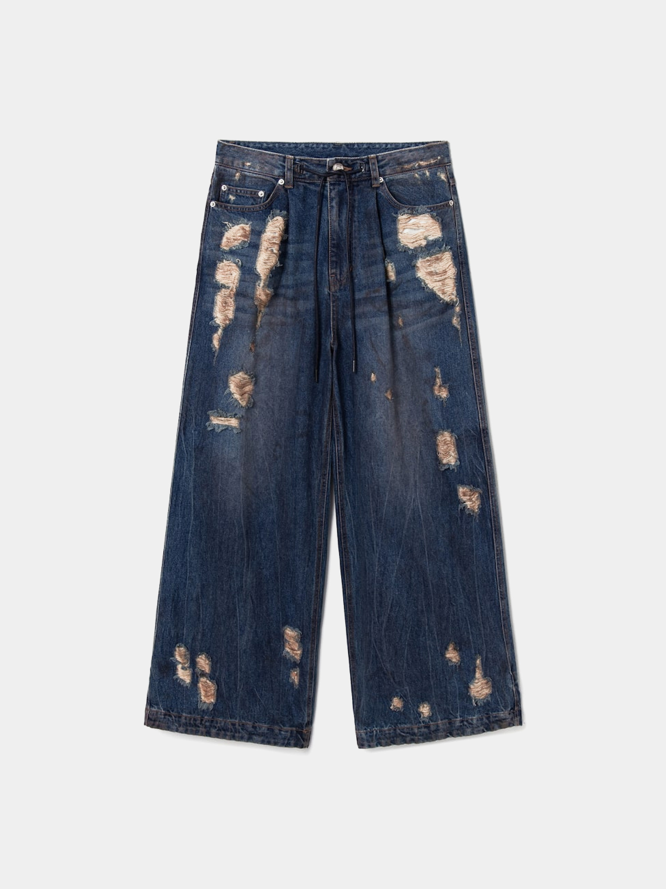 Джинсы JUUN.J Oil-Washed Distressed Denim Blue