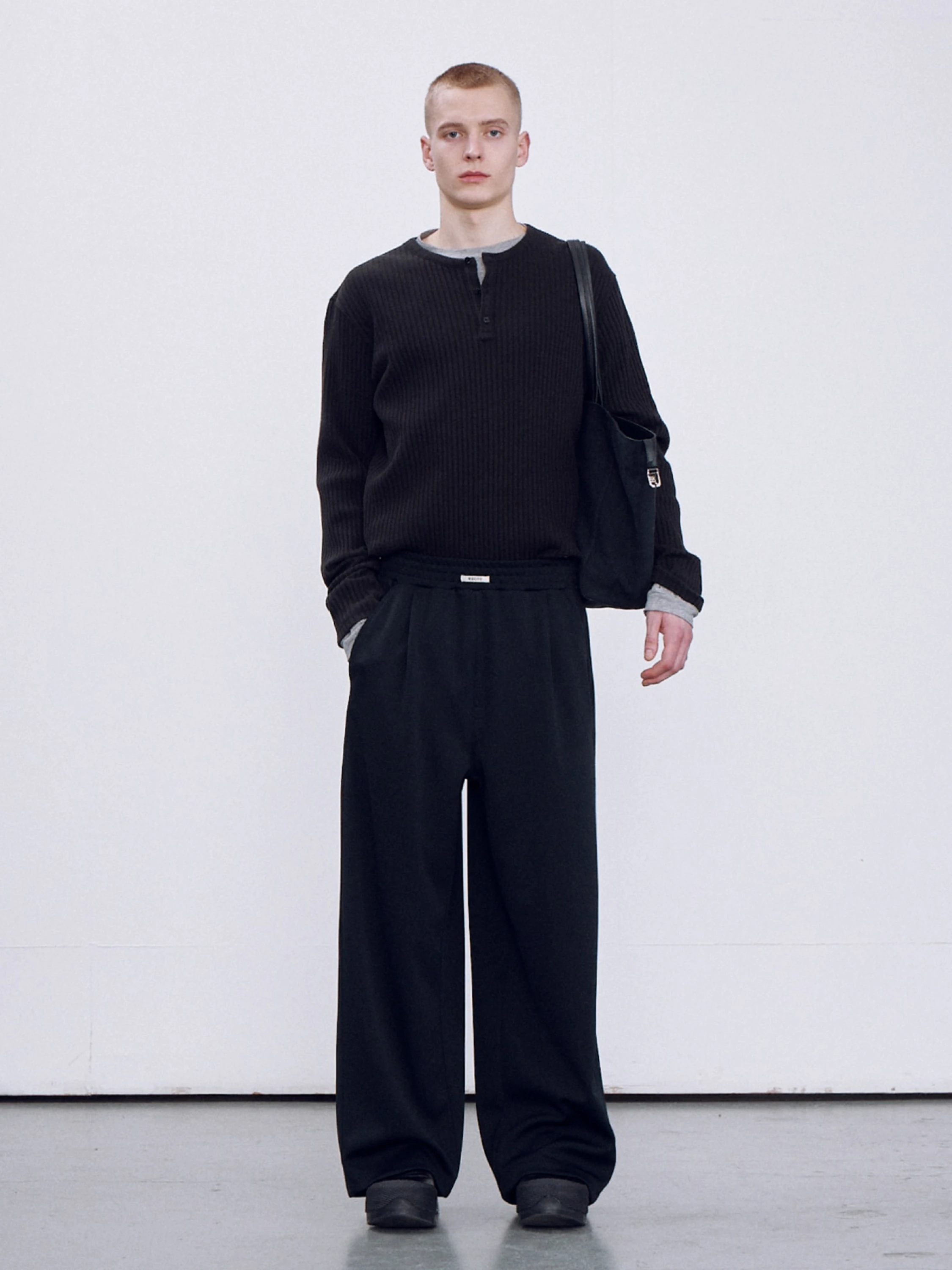 Лонгслив Recto RC Logo Jacquard Patch Henley Neck Black