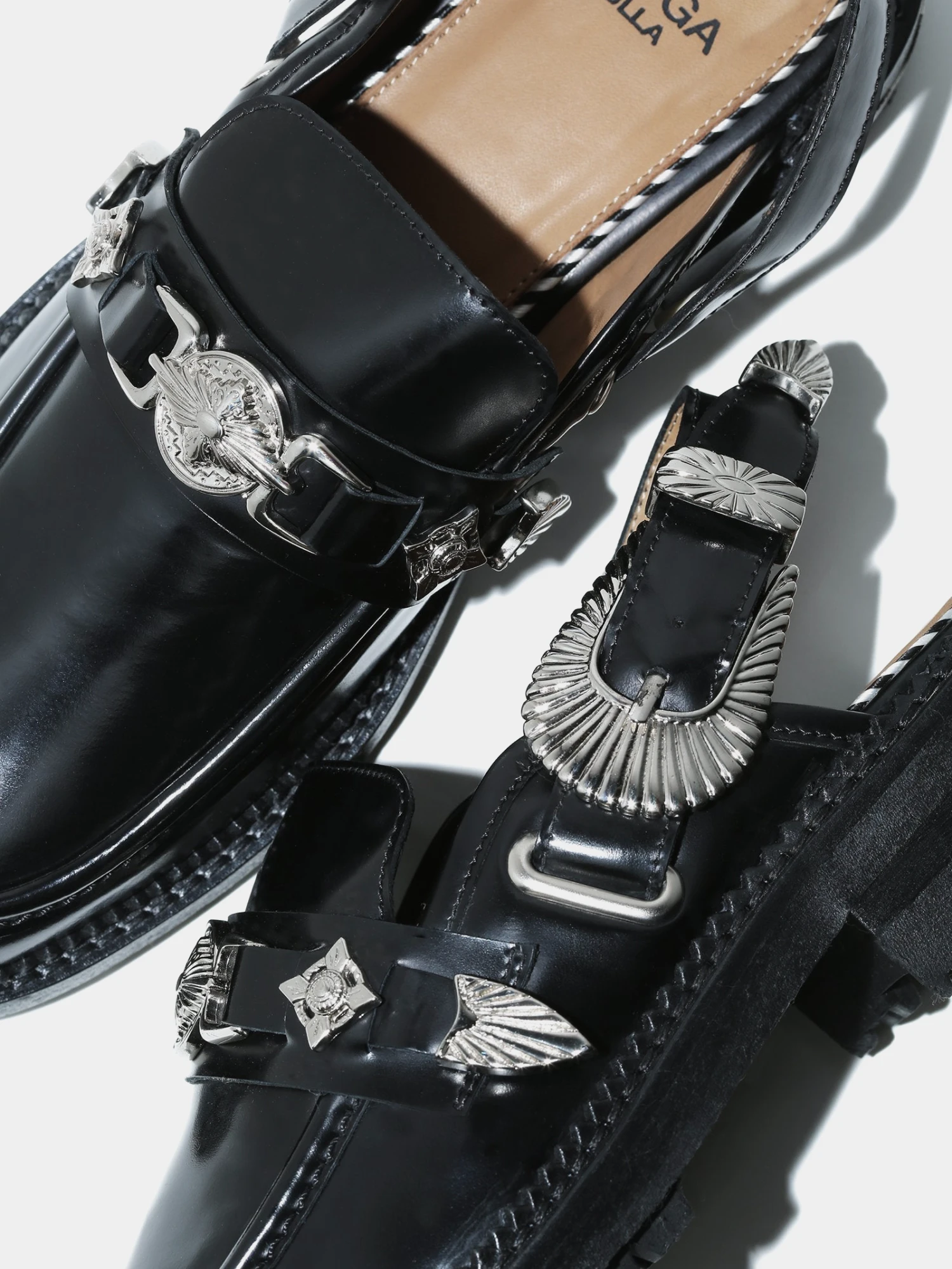 Женские лоферы TOGA Metal Mule Polido Black