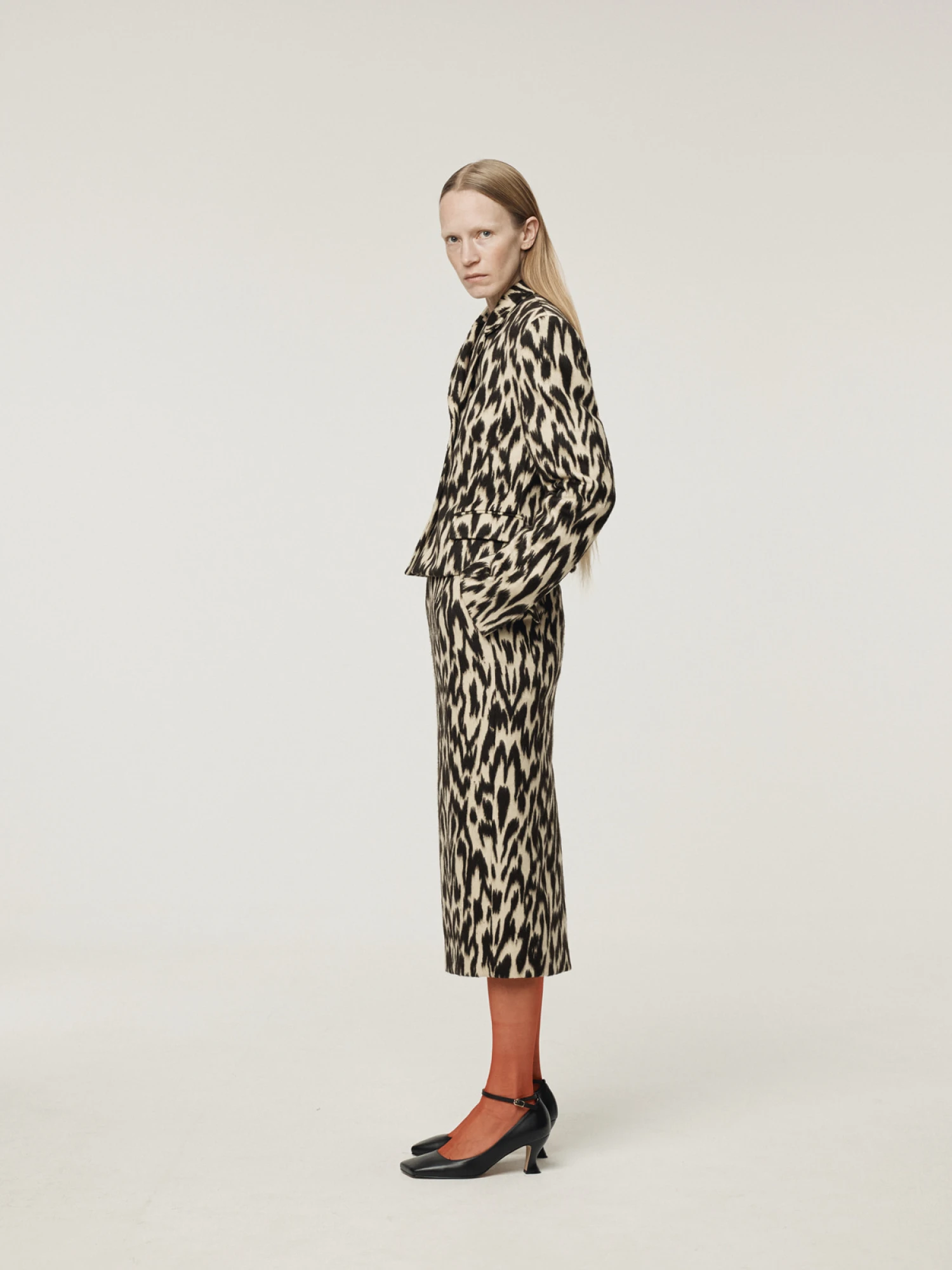 Женская юбка Recto Leopard Wool Midi Dark Brown