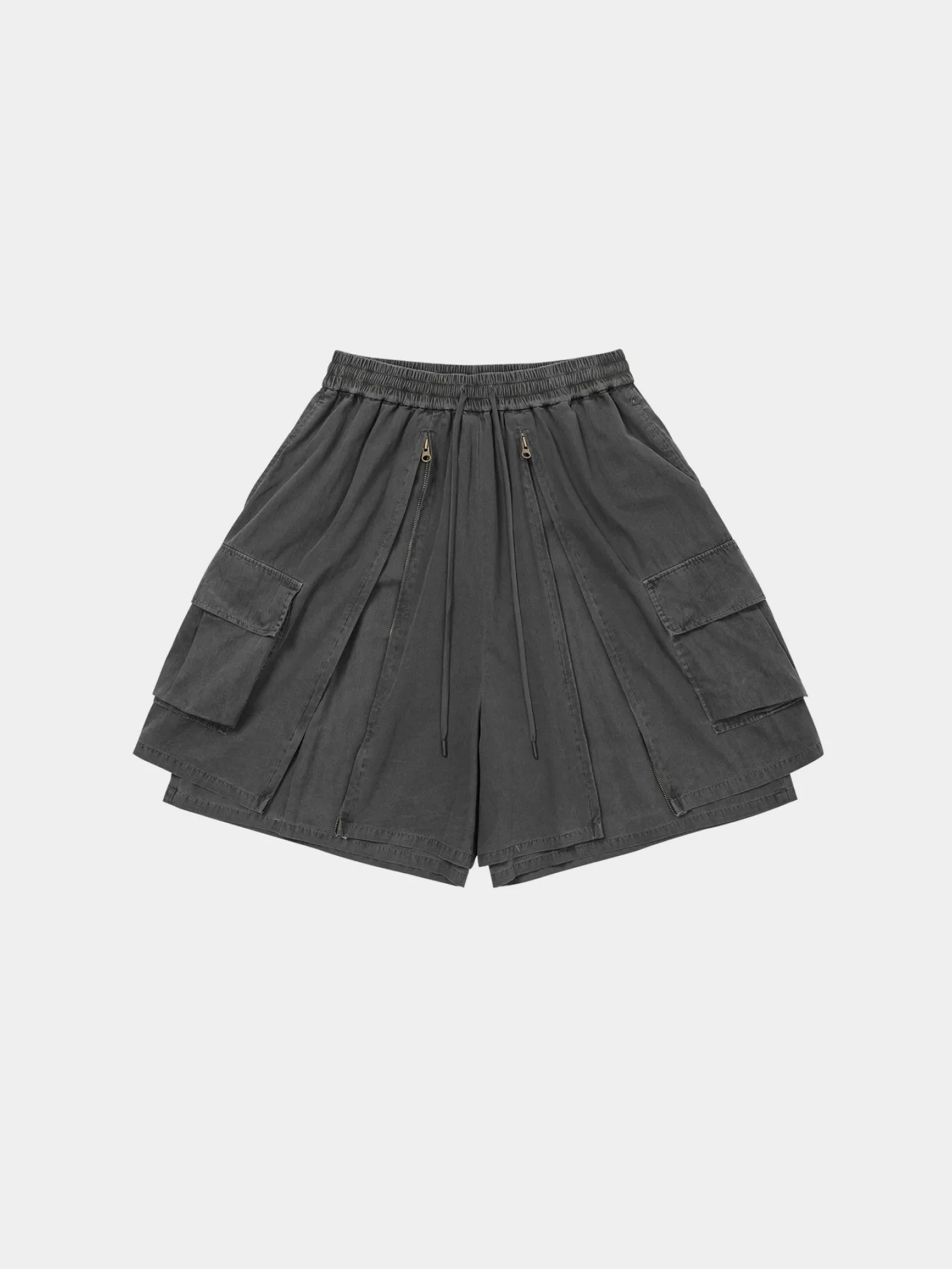 Шорты AJOBYAJO Washed Layered Zip-Up Charcoal