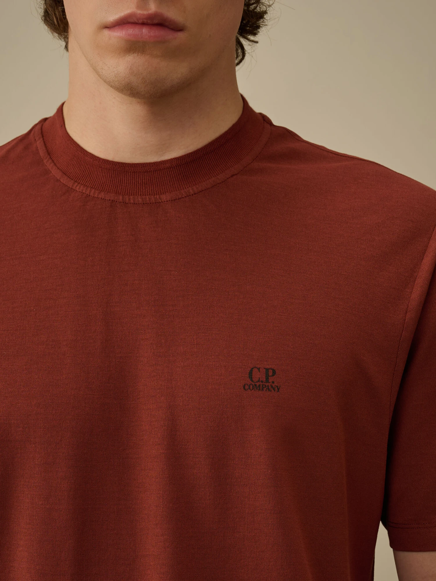 Футболка C.P. Company Crepe Jersey Logo Sable Brown