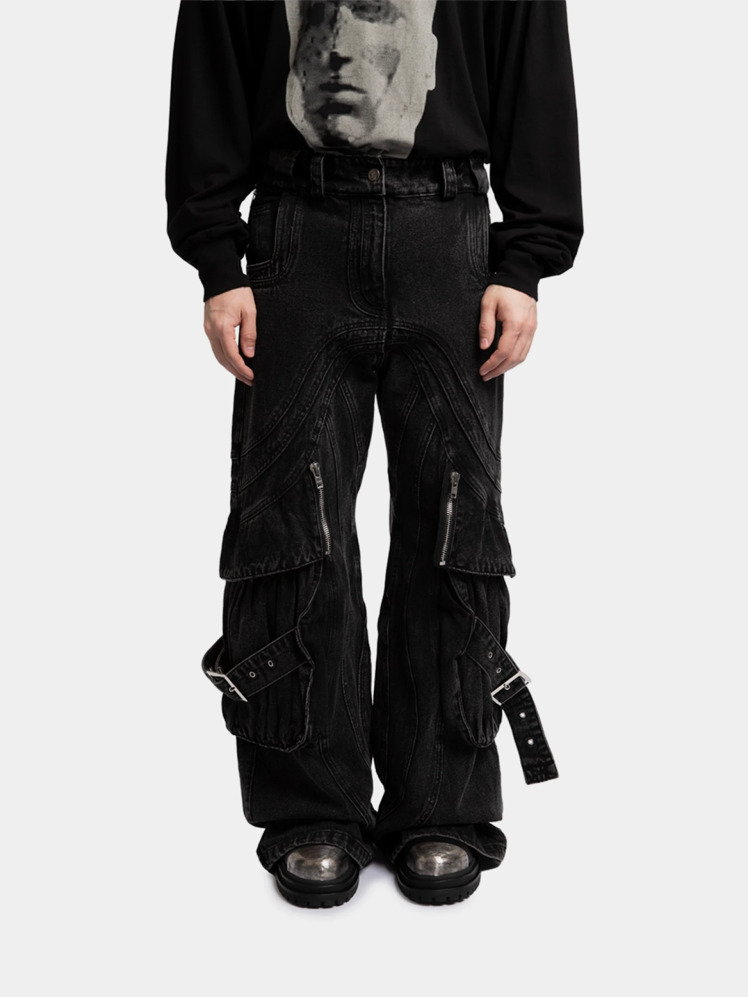 Джинсы NO/FAITH STUDIOS Wave Cargo Black