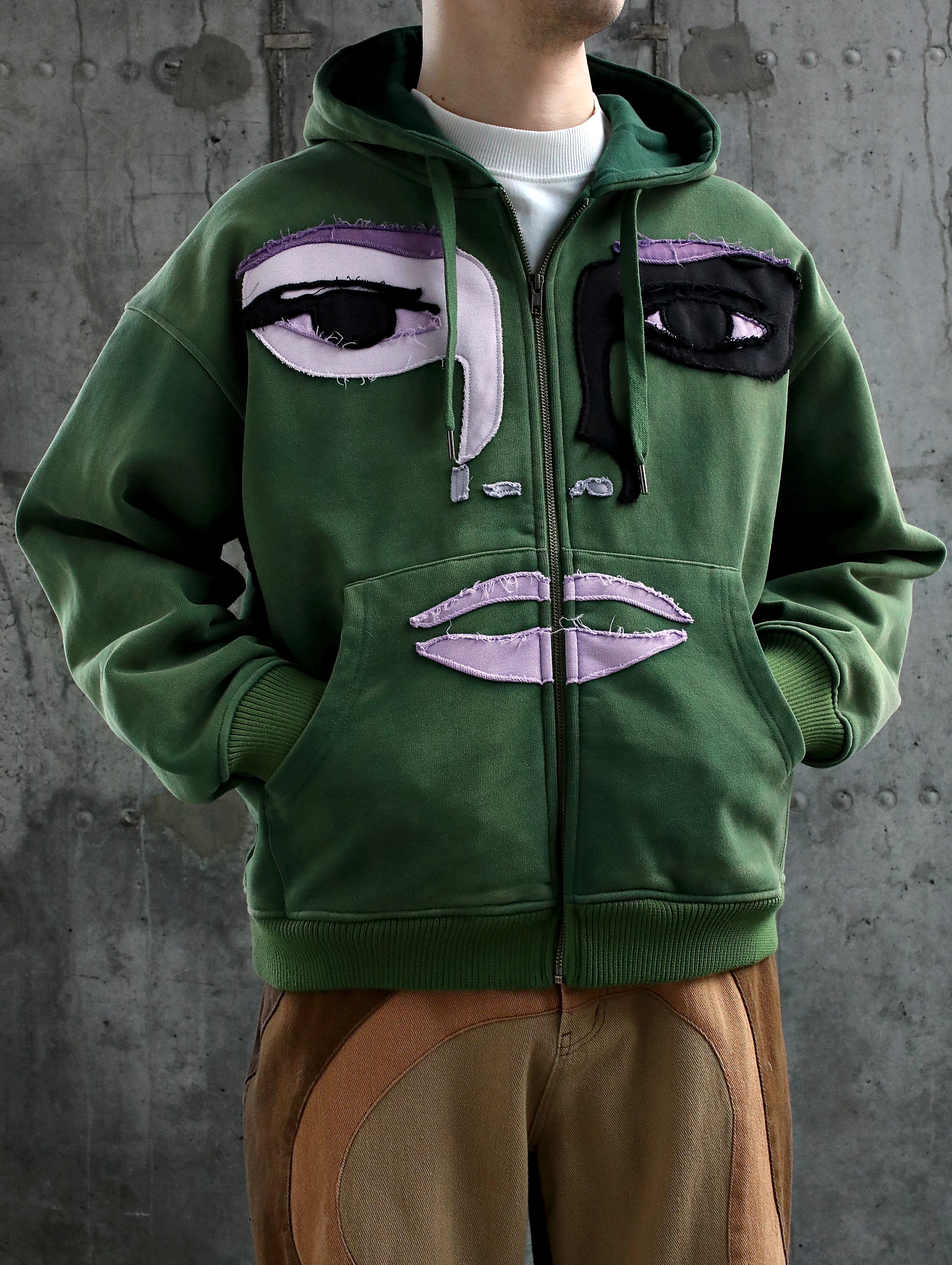 Зип-худи KidSuper Patchwork Face Green