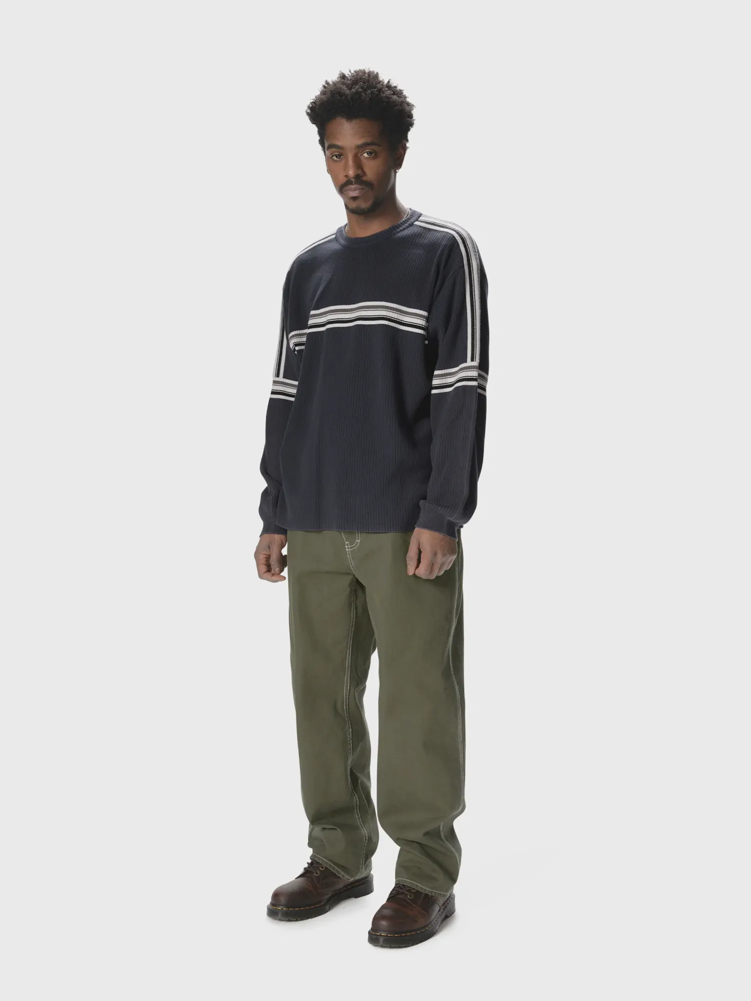 Лонгслив thisisneverthat Striped Knit L/S Top Navy