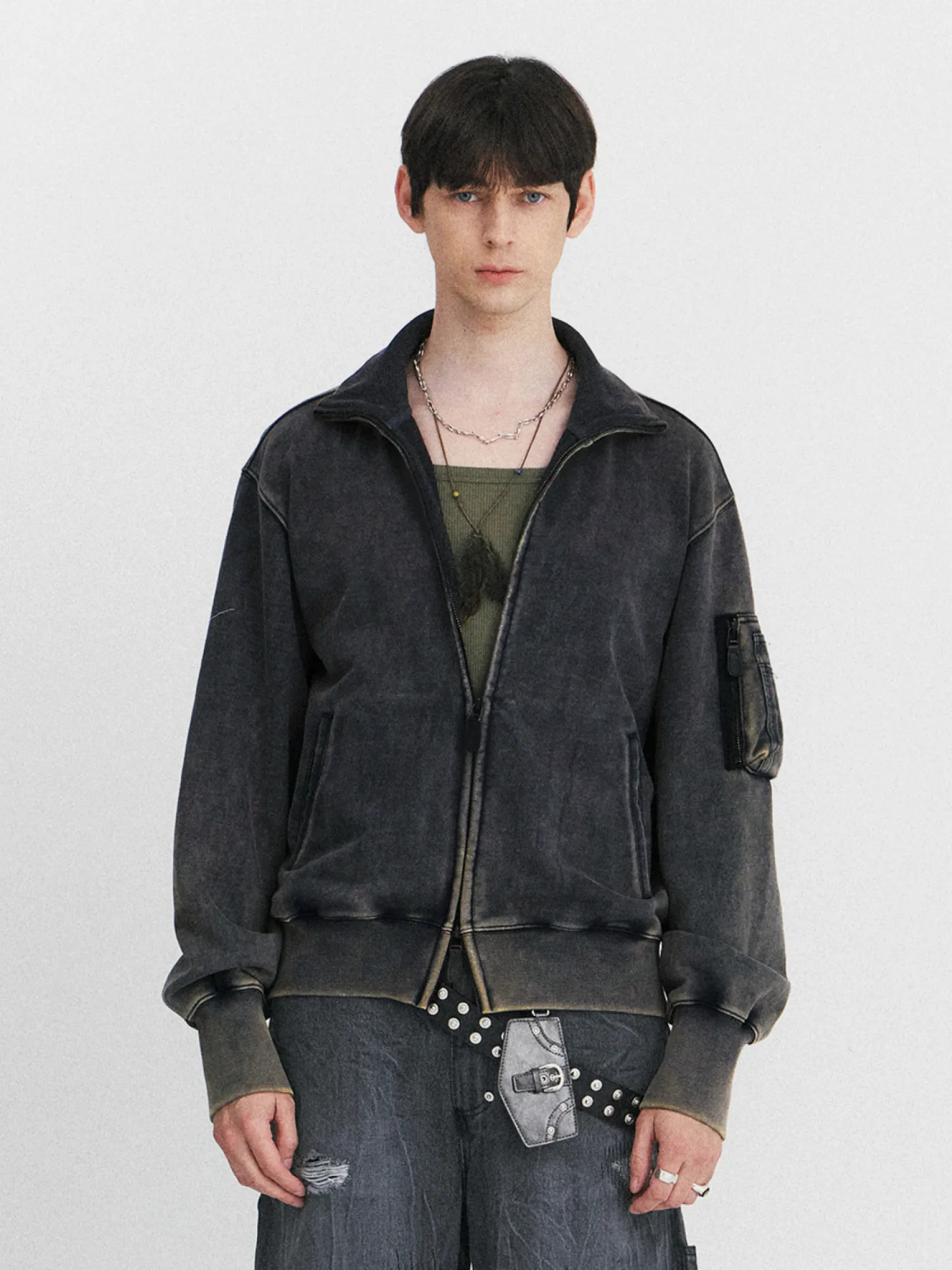 Толстовка на молнии EASTLOGUE Flight Zip Up Vintage Charcoal