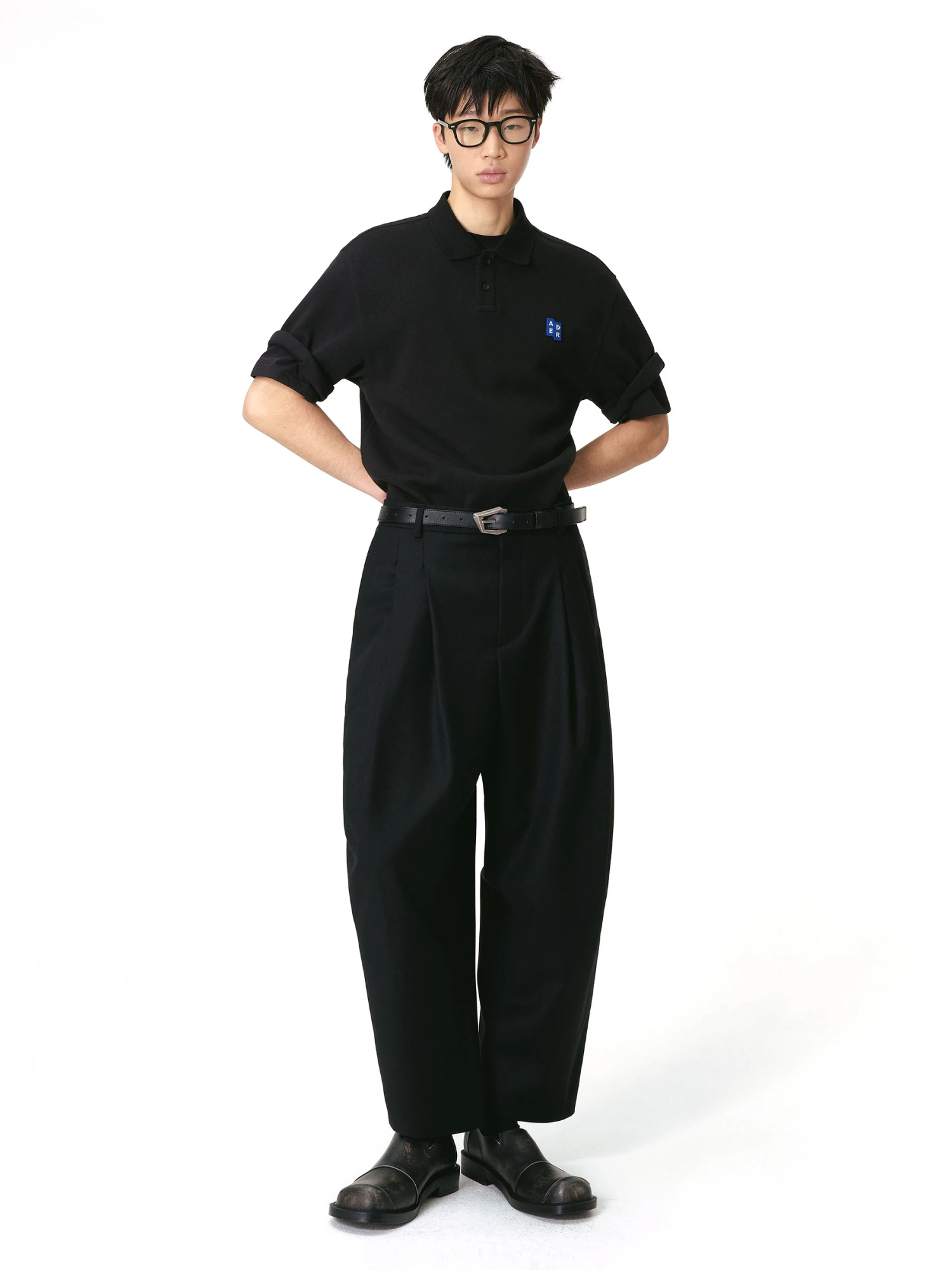 Поло ADERERROR Sig; BL Tag Polo T-Shirt 01 Black