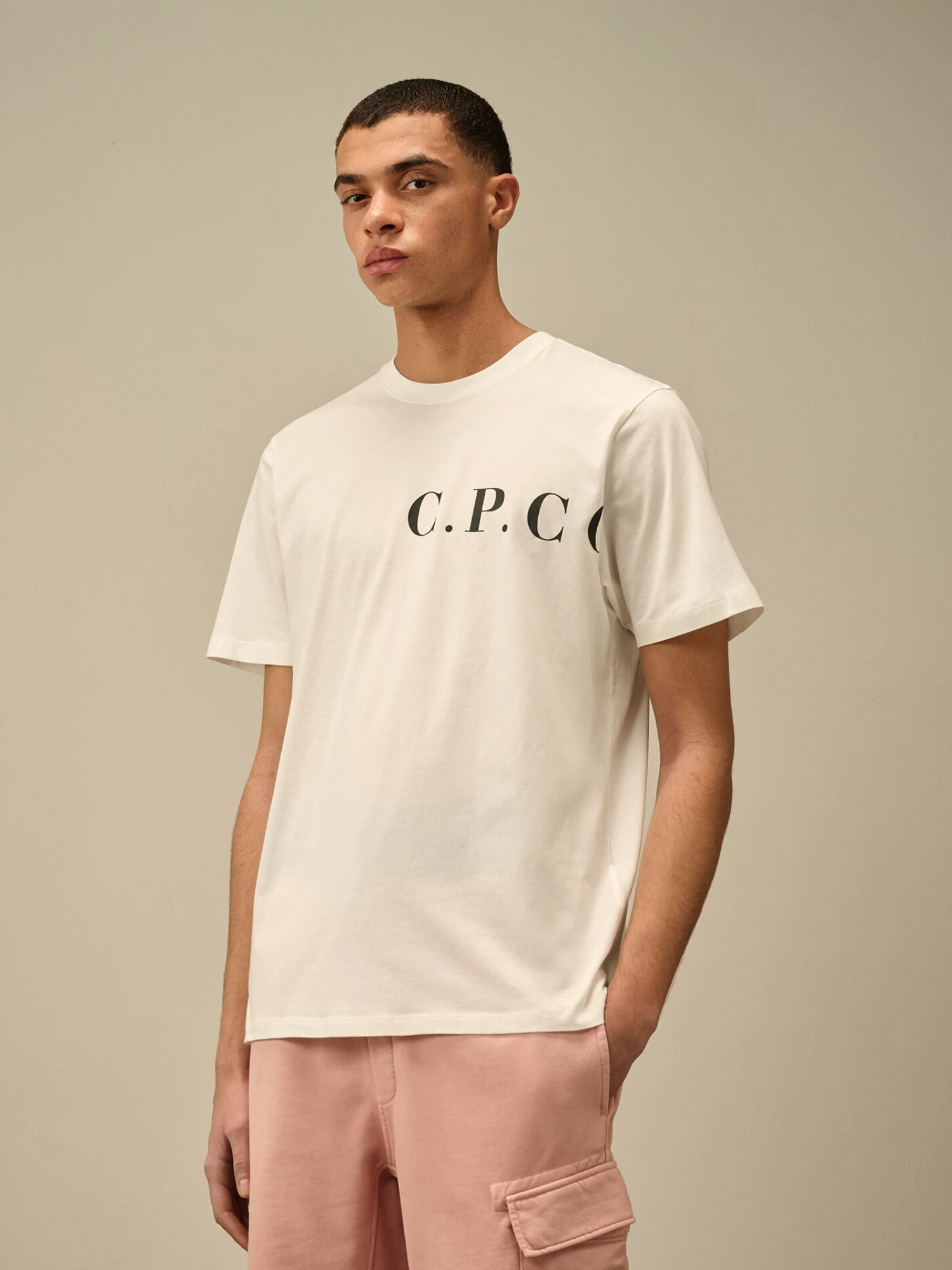Футболка C.P. Company 30/1 Jersey Front-Back Logo Gauze White