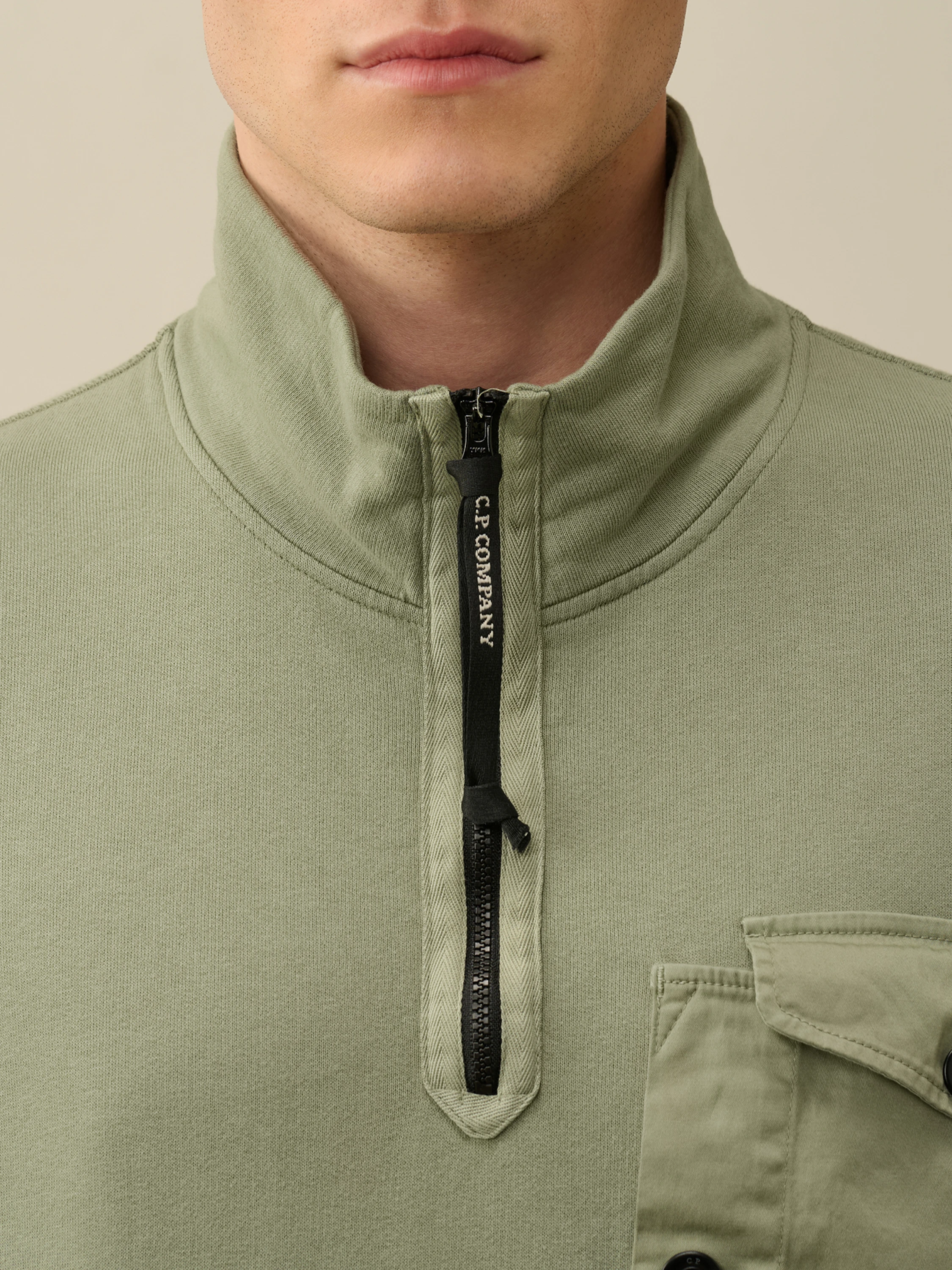 Халф-зип C.P. Company Cotton Fleece Mixed Agave Green