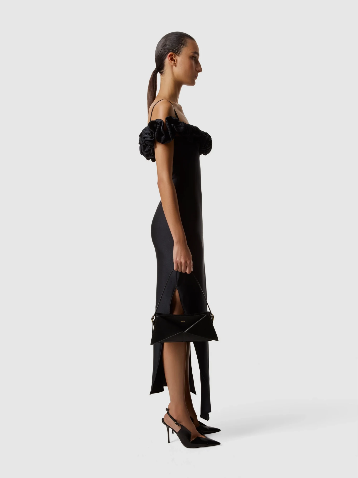 Женское Платье Coperni Ruffle Dress Black