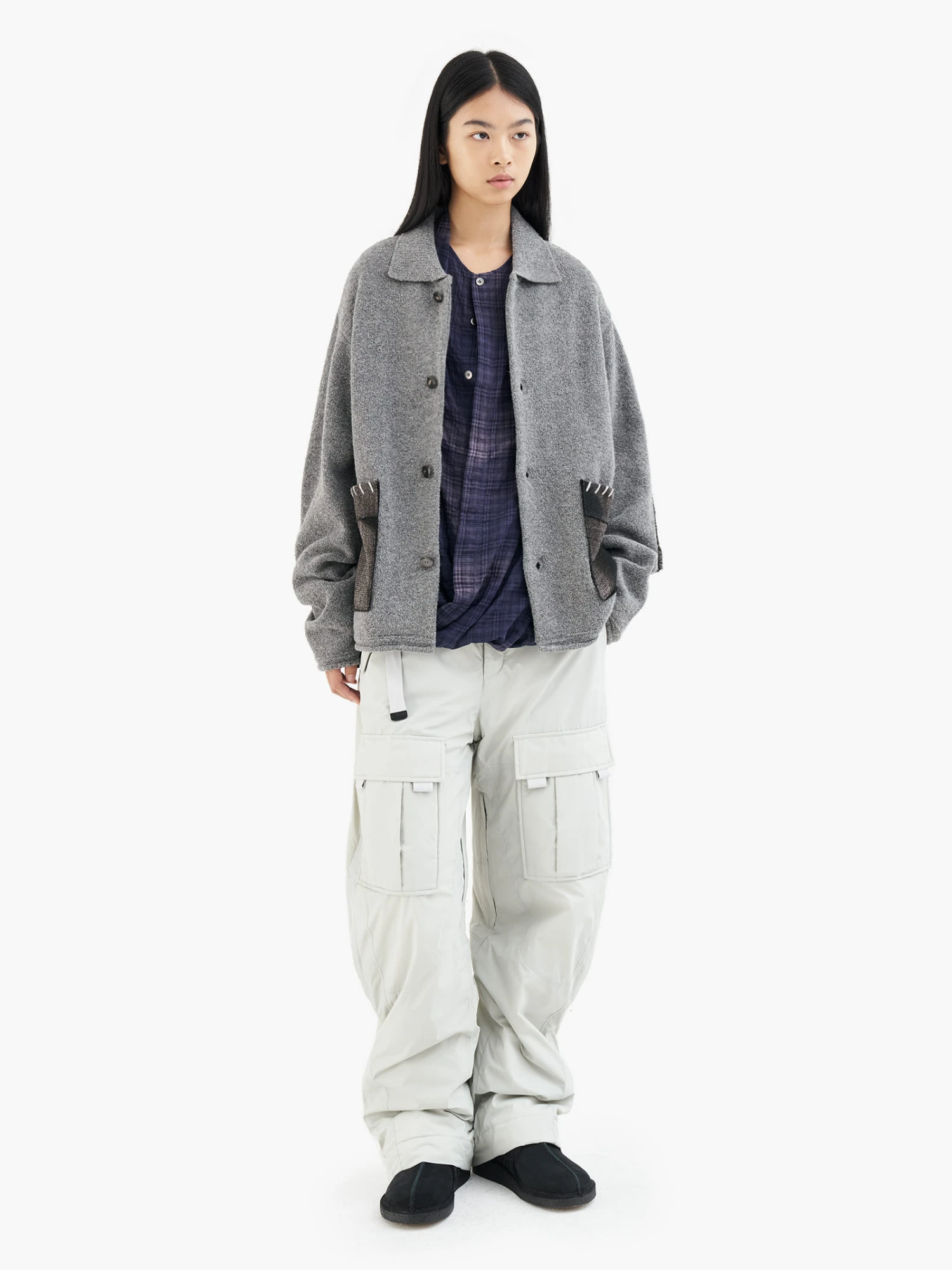 Кардиган JIYONGKIM Sun-Bleached Pocket Knit Grey