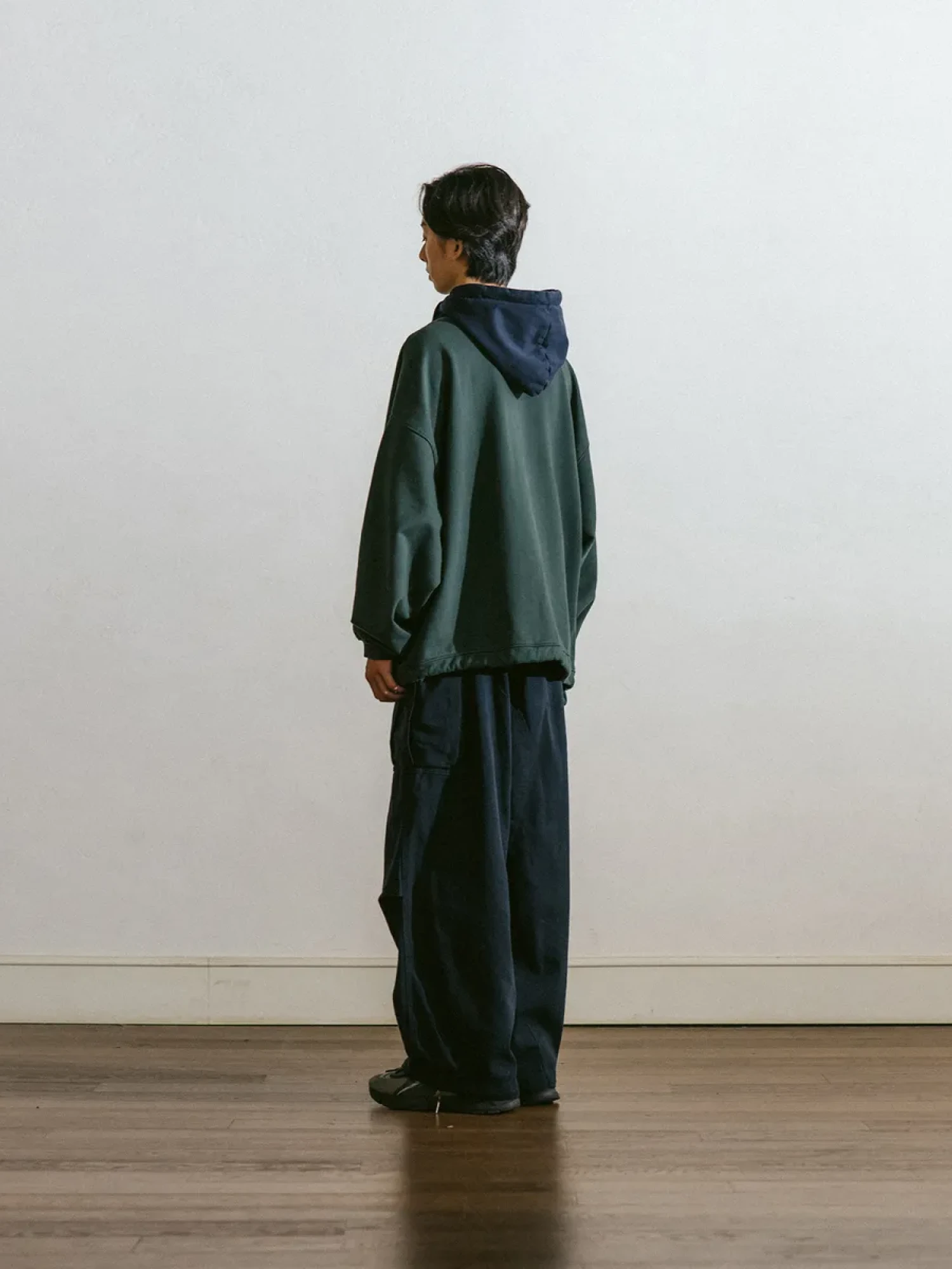 Худи ANGLAN Wrap Half Zip Green/Navy