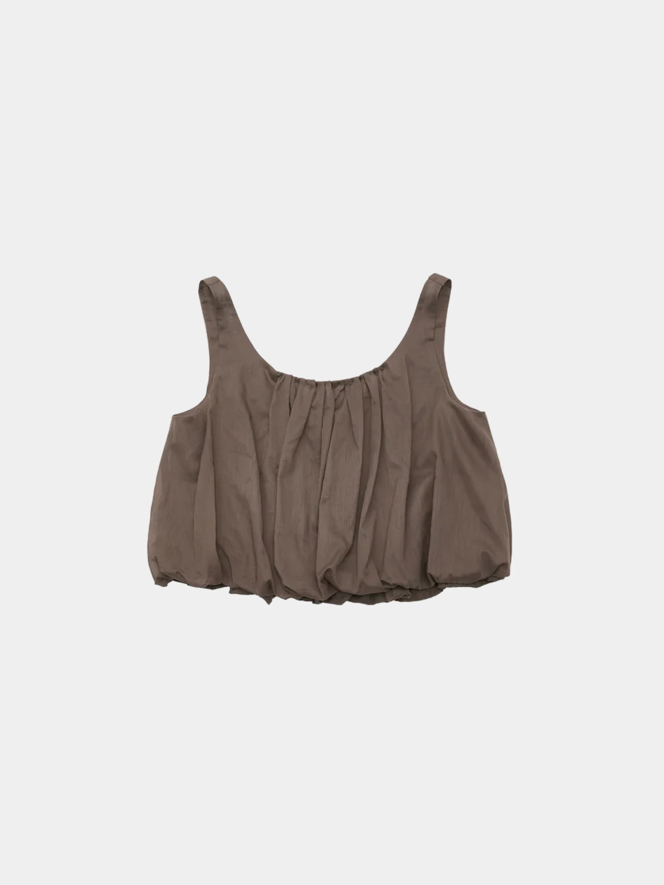 Топ AMOMENTO Sheer Volume Crop Top Brown