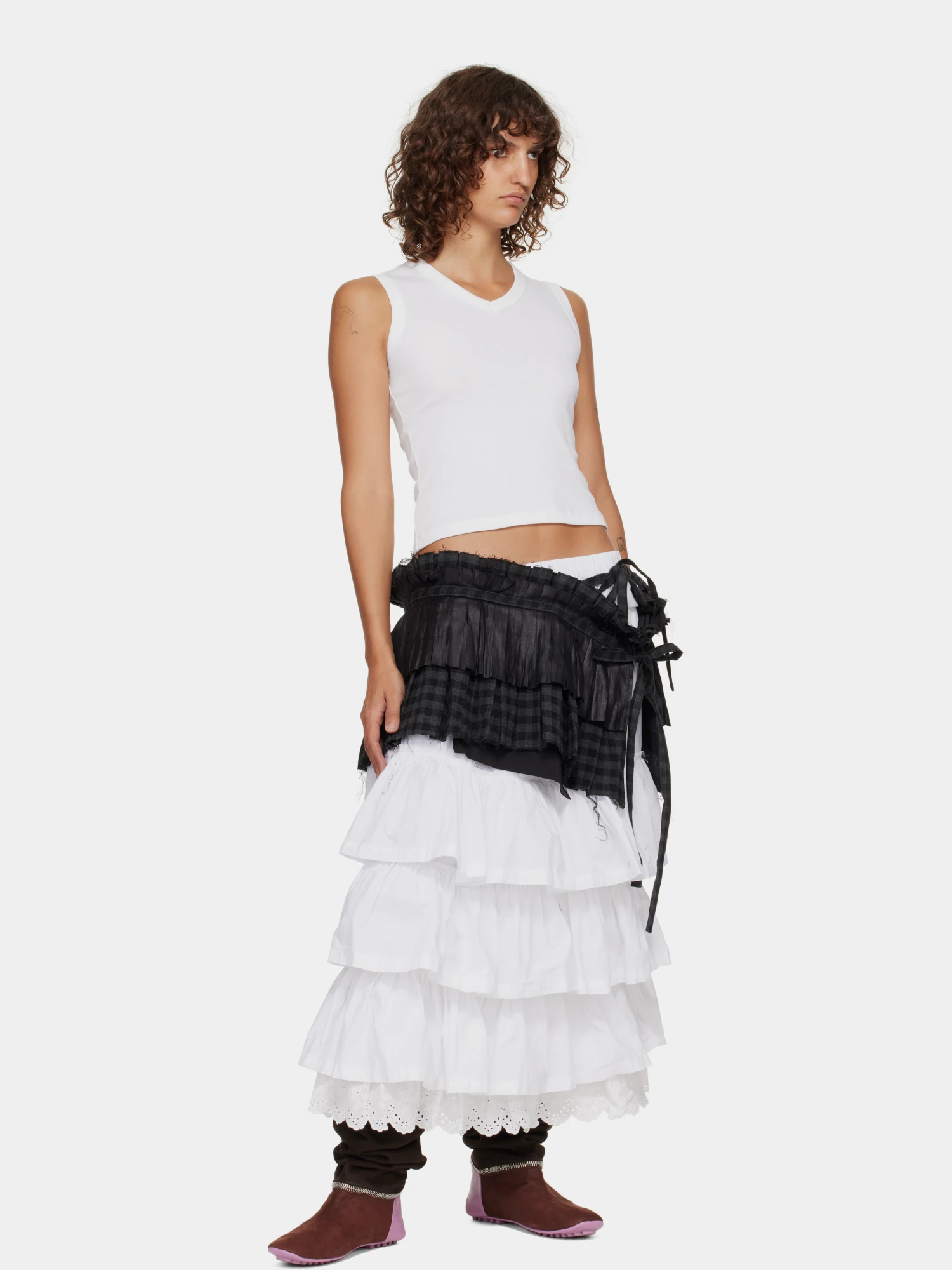 Женский пояс OPEN YY Pleats Layered Pocket Black